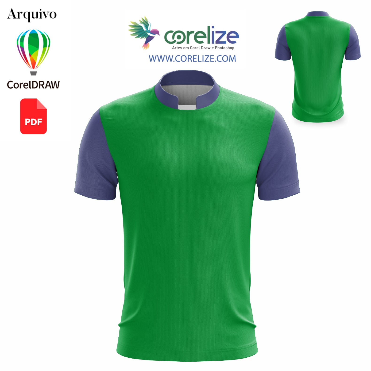 Mockup Gola Padre, manga curta - arte digital para sublimação de camiseta (Mockups) | Corelize