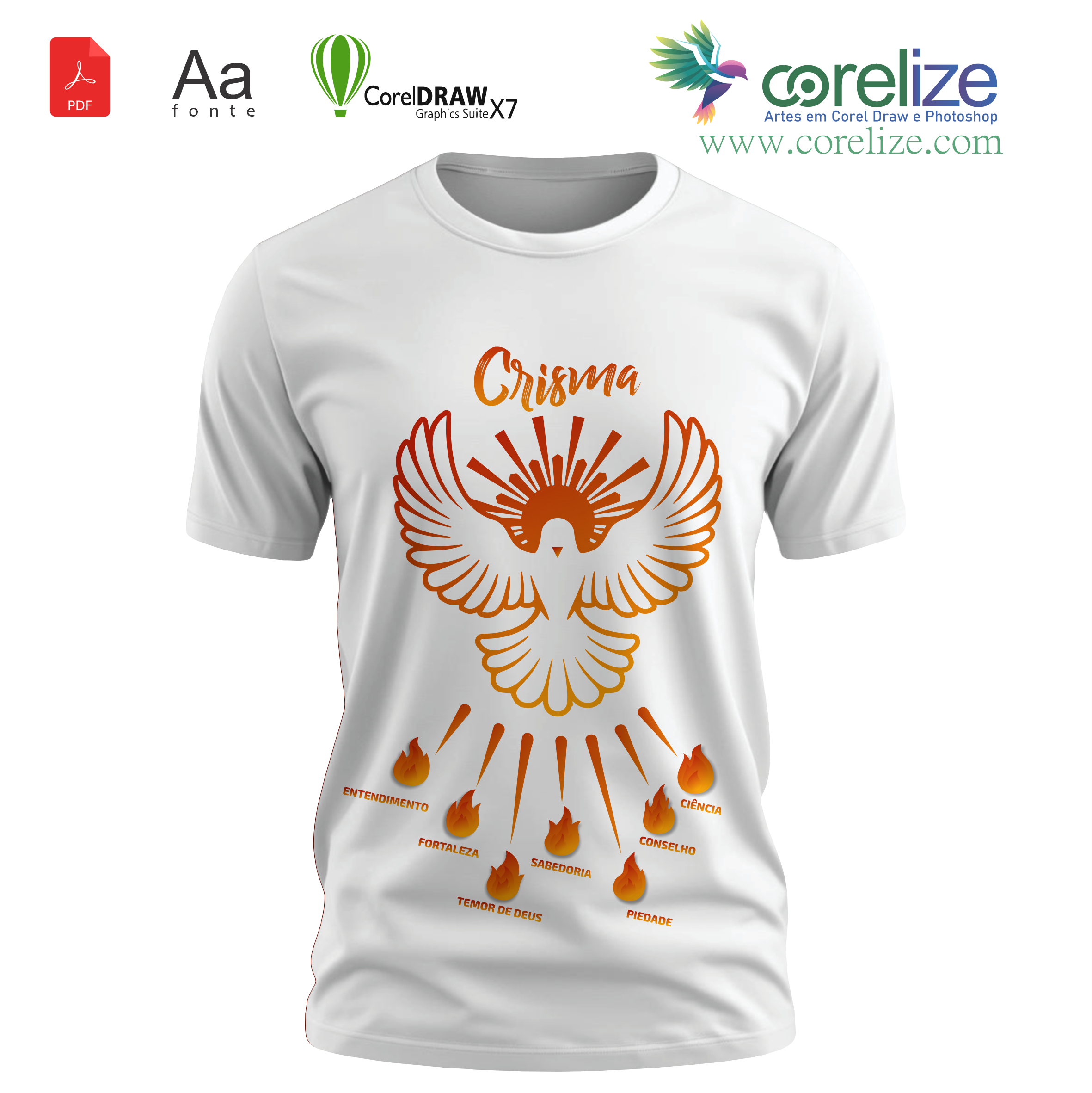 Arte 13 Crisma para sublimação de camiseta - arte digital para sublimação de camiseta (Religião) | Corelize