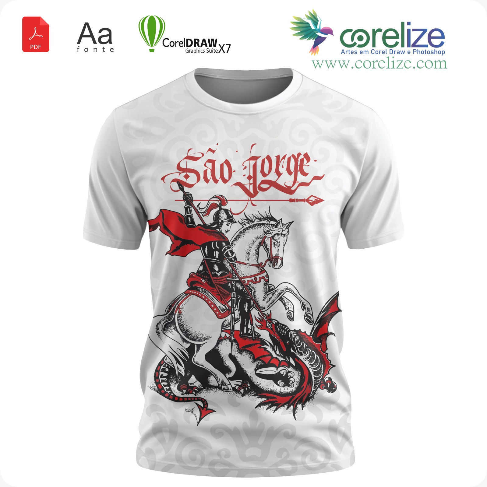 Arte 03 São Jorge para sublimação de camiseta - arte digital para sublimação de camiseta (Religião) | Corelize