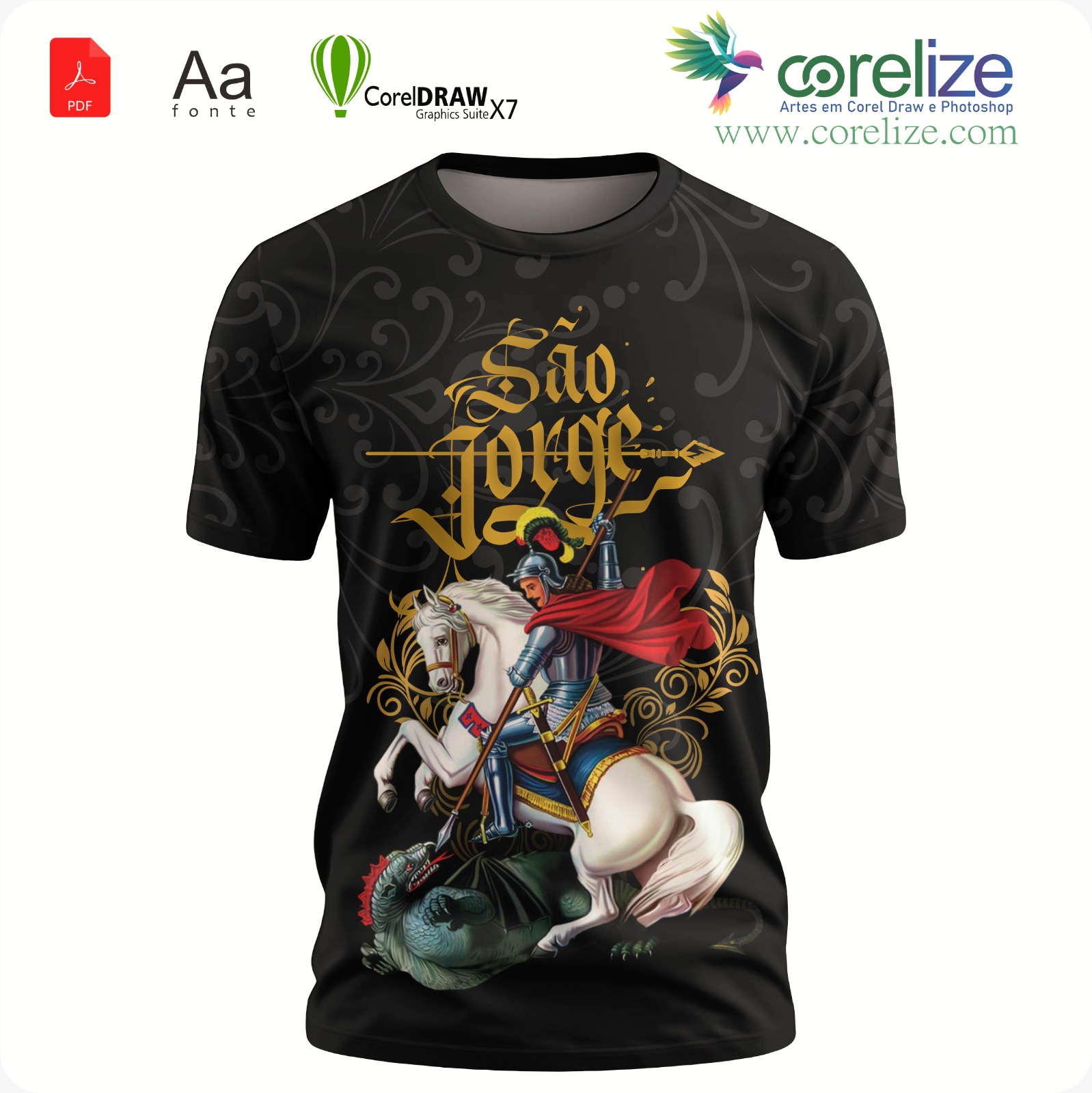 Arte 04 São Jorge para sublimação de camiseta - arte digital para sublimação de camiseta (Religião) | Corelize