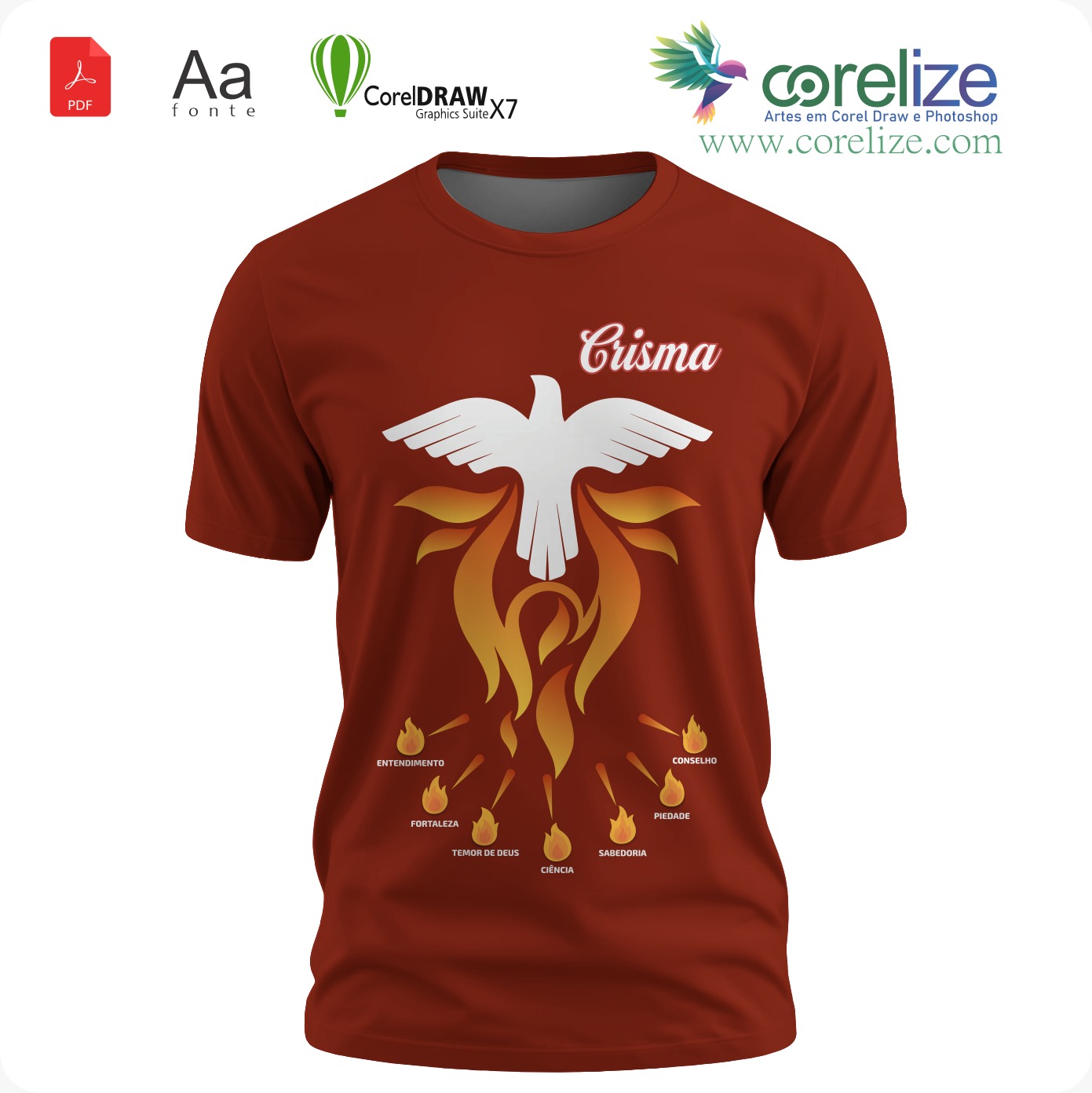 Arte 14 Crisma para sublimação de camiseta - arte digital para sublimação de camiseta (Religião) | Corelize