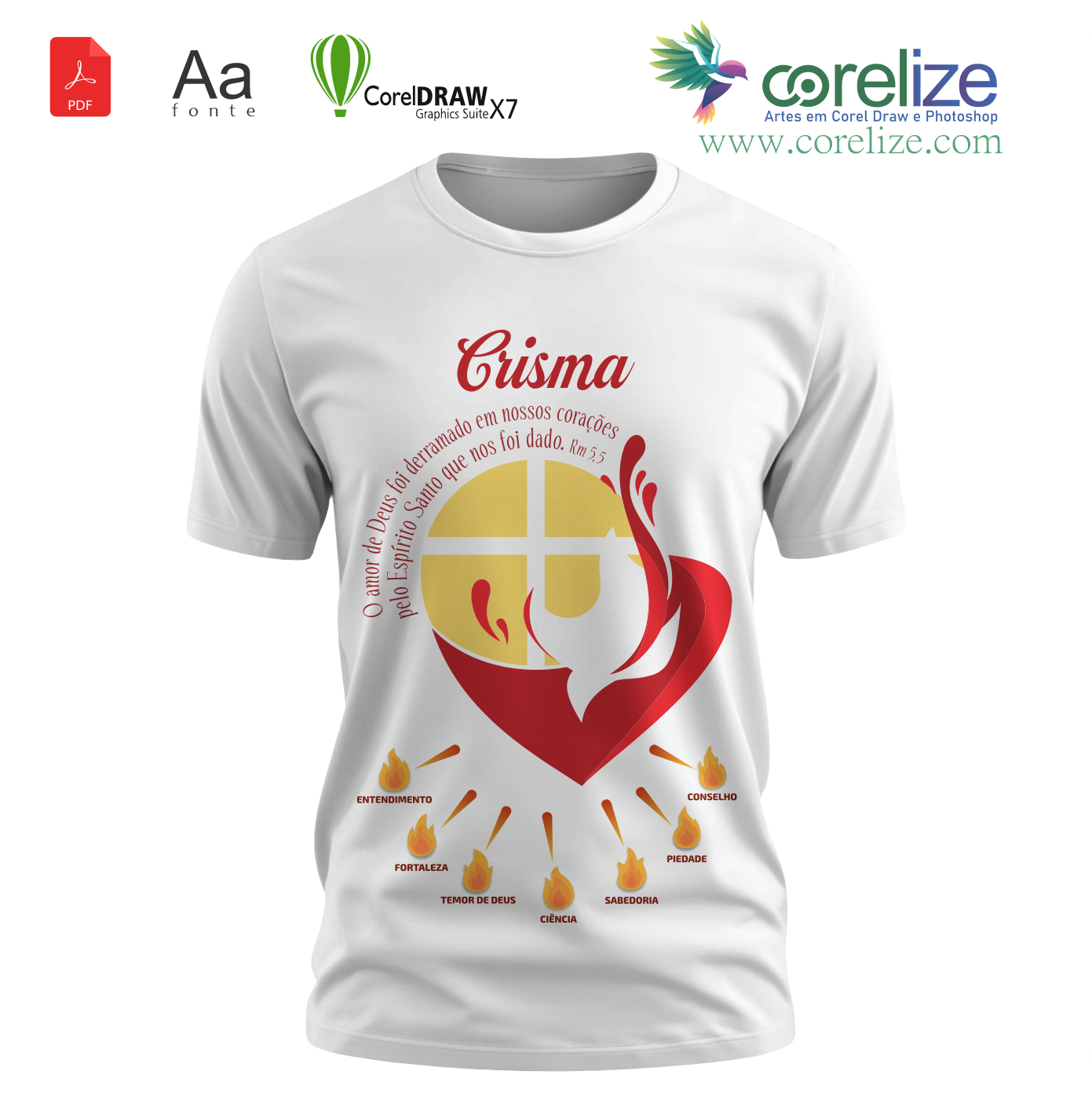 Arte 15 Crisma para sublimação de camiseta - arte digital para sublimação de camiseta (Religião) | Corelize