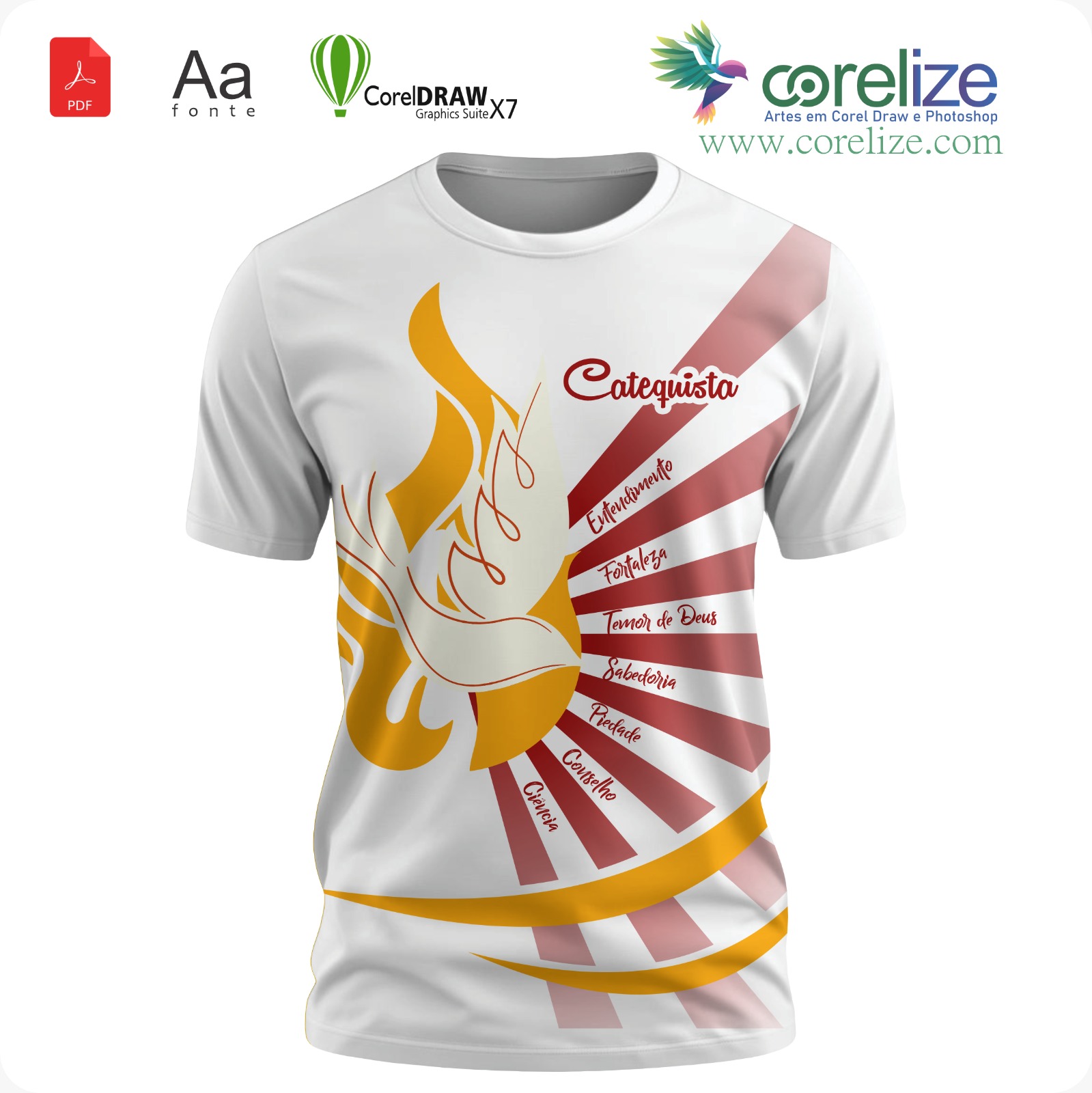 Arte Catequista  para sublimação de camiseta - arte digital para sublimação de camiseta (Religião) | Corelize