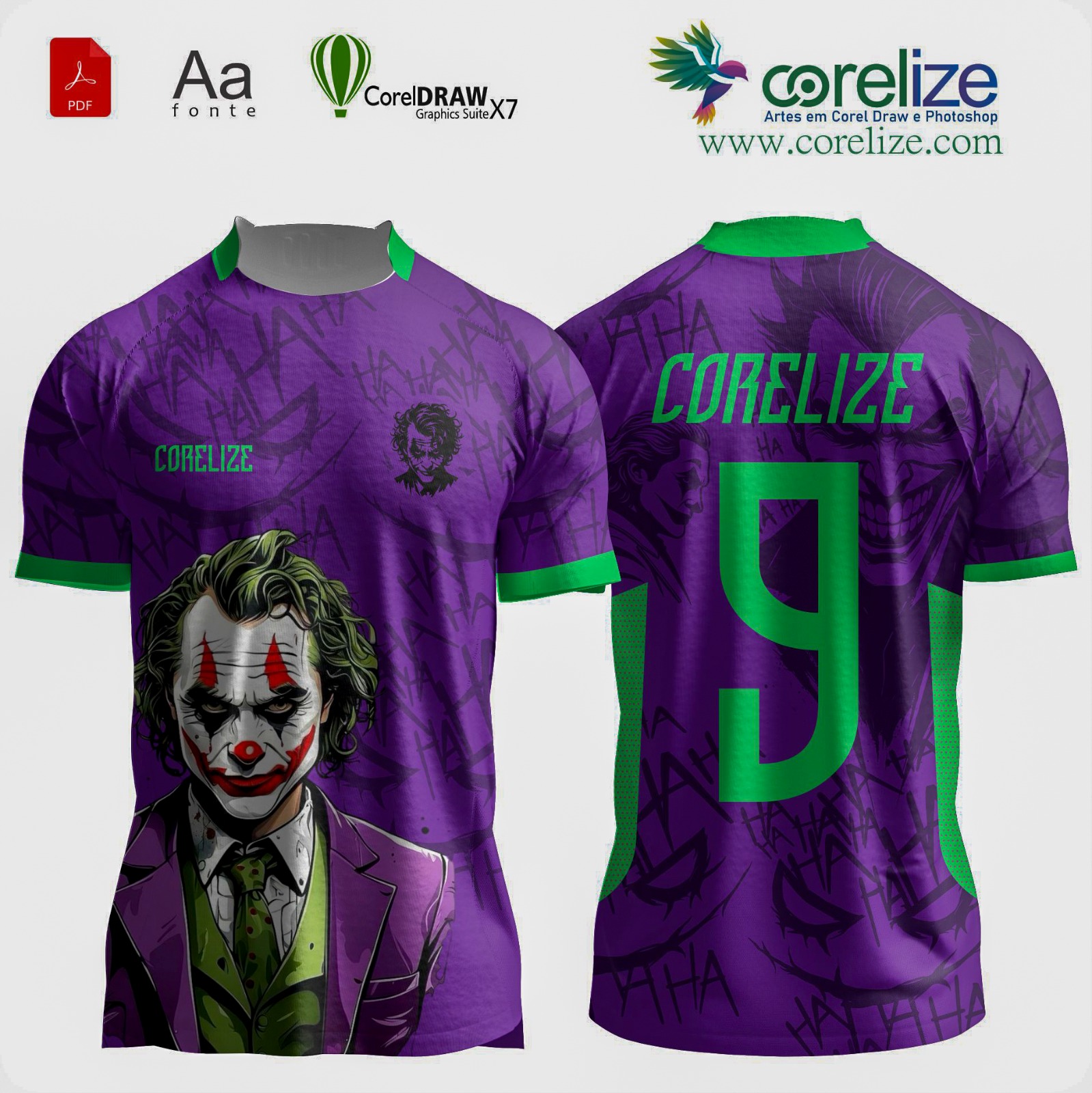 Arte  Coringa futebol para sublimação de camiseta - arte digital para sublimação de camiseta (InterClasse) | Corelize
