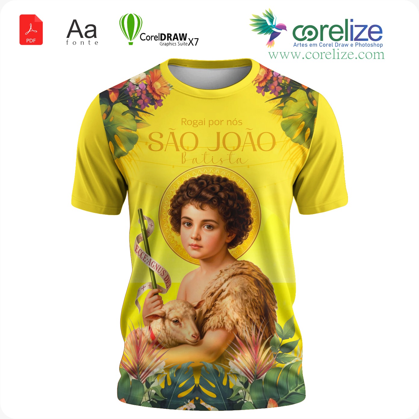 Arte São João Batista 09 para Sublimação de Camiseta - arte digital para sublimação de camiseta (Religião) | Corelize