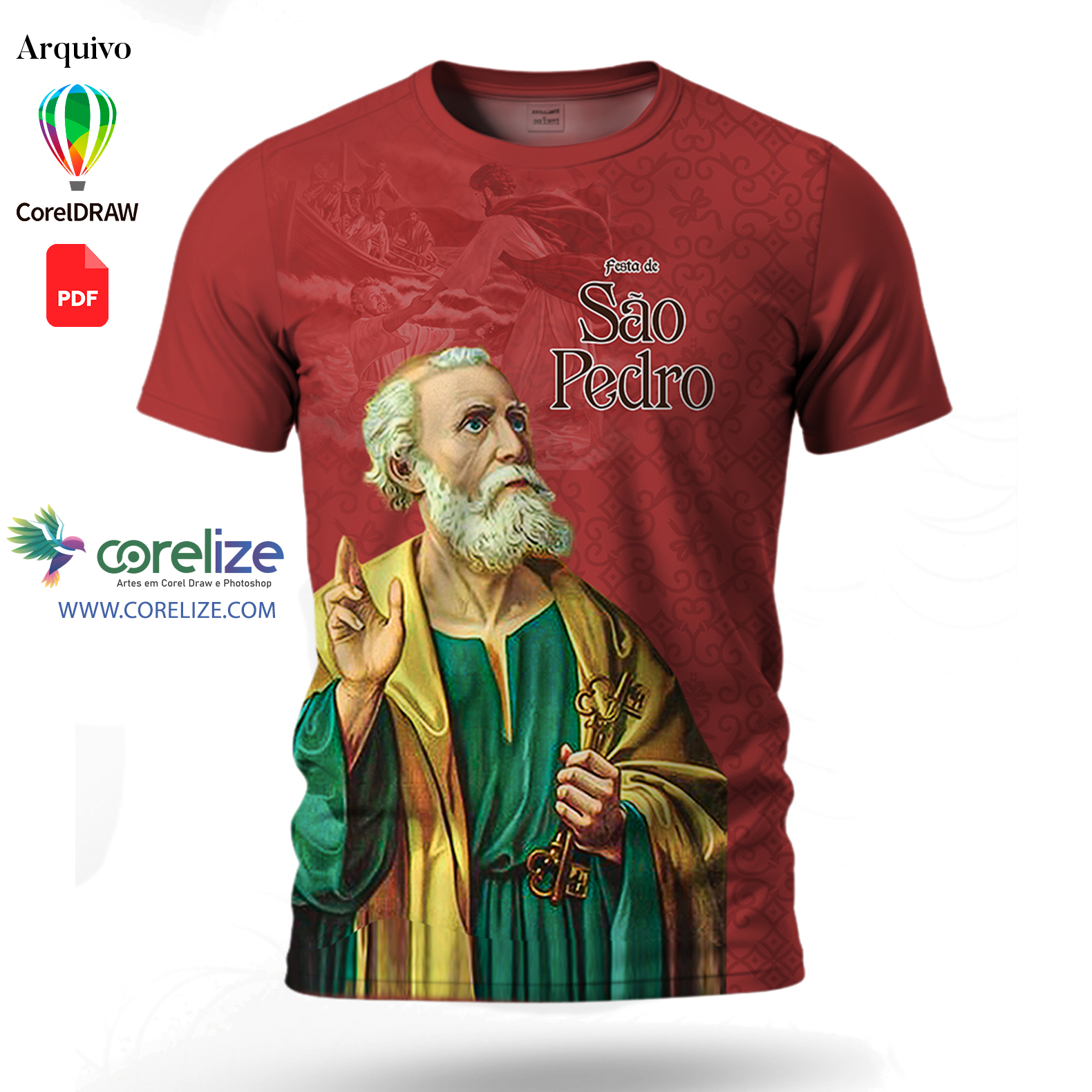 Arte: Arte São Pedro para sublimação de camiseta
