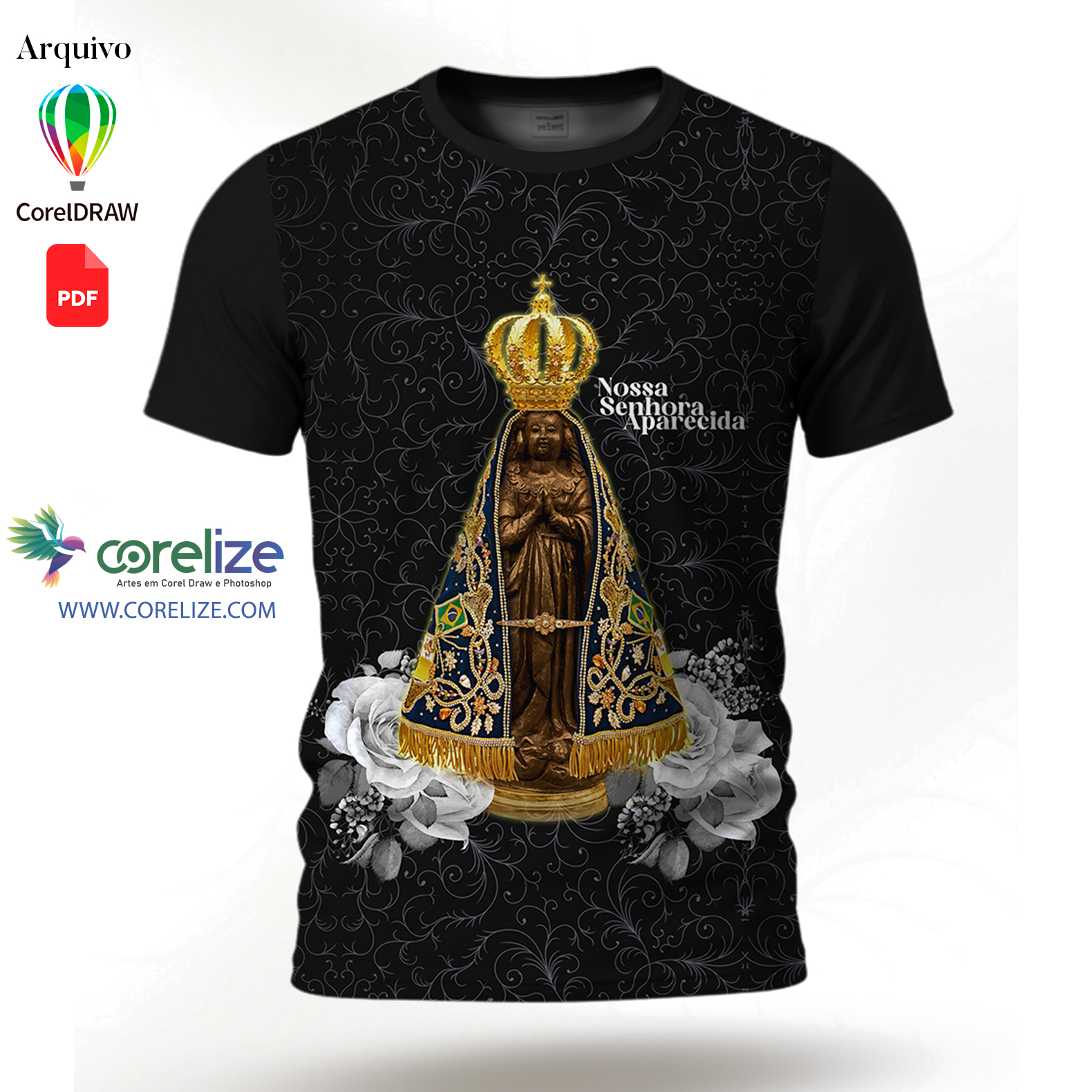 Arte: Arte Nossa Senhora Aparecida para sublimação de camiseta