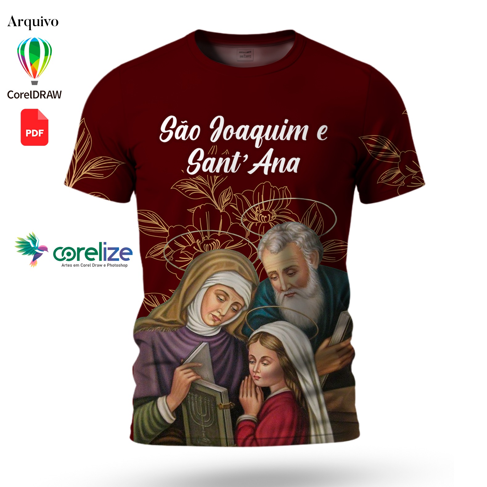 Arte: Arte para sublimação de camiseta São Joaquim e Sant'Ana