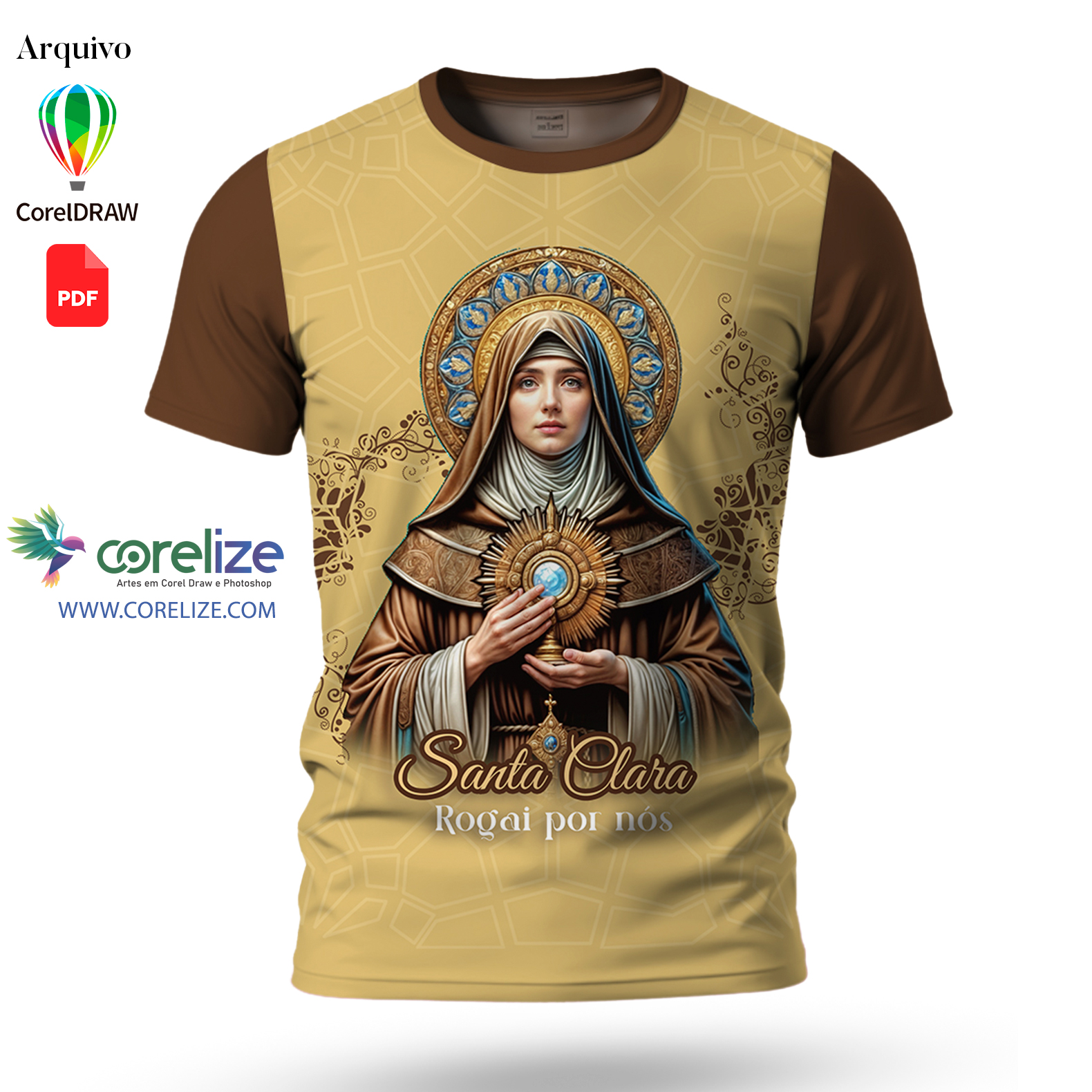 Arte: Arte Santa Clara para sublimação de camiseta