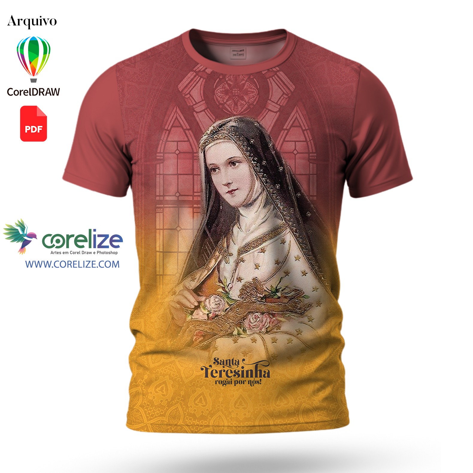 Arte Santa Terezinha para sublimação de camiseta