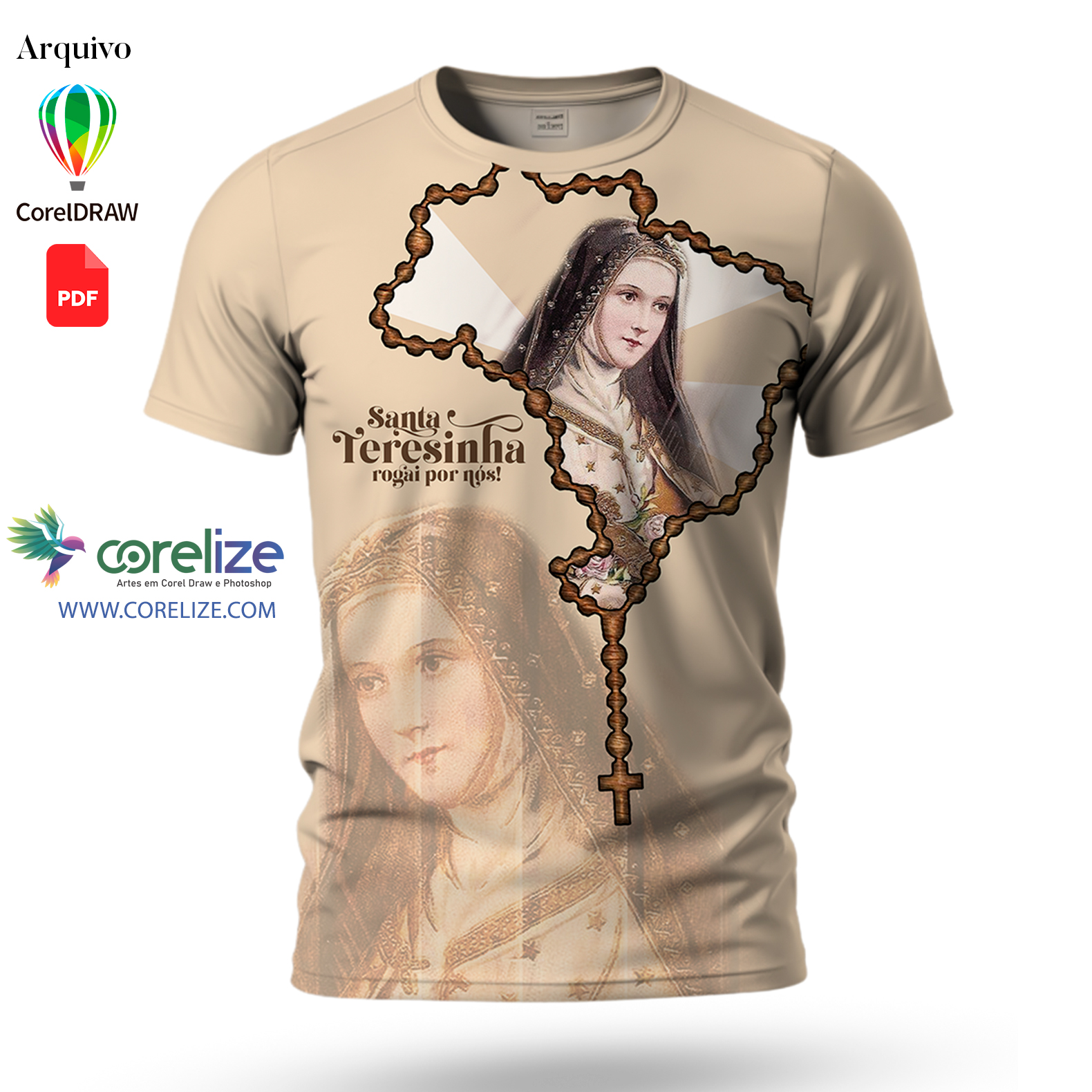 Arte: Arte Santa Terezinha para sublimação de camiseta