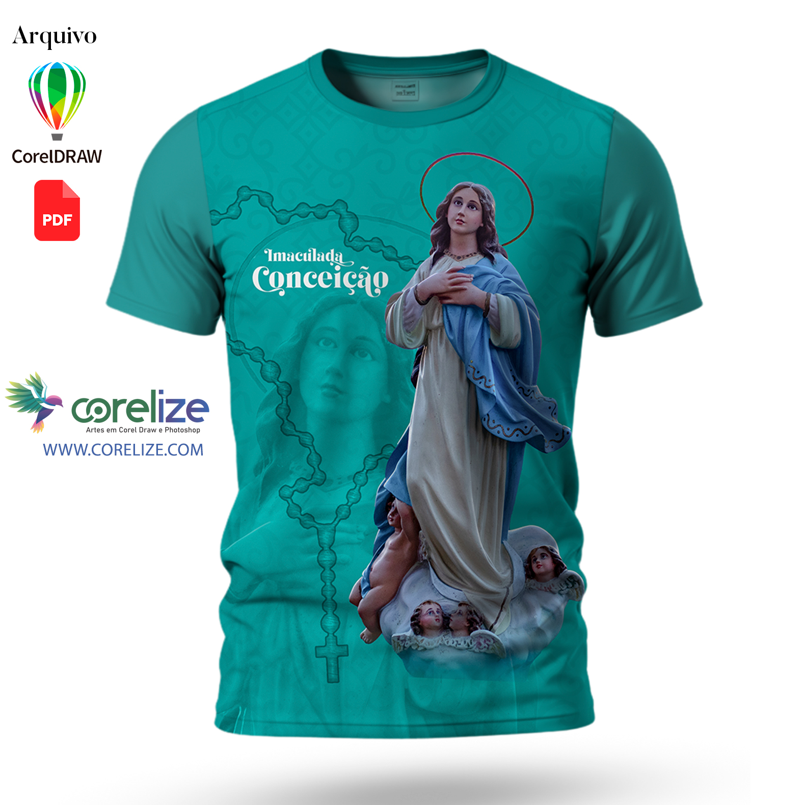 Arte: Arte Imaculada Conceição para sublimação de camiseta