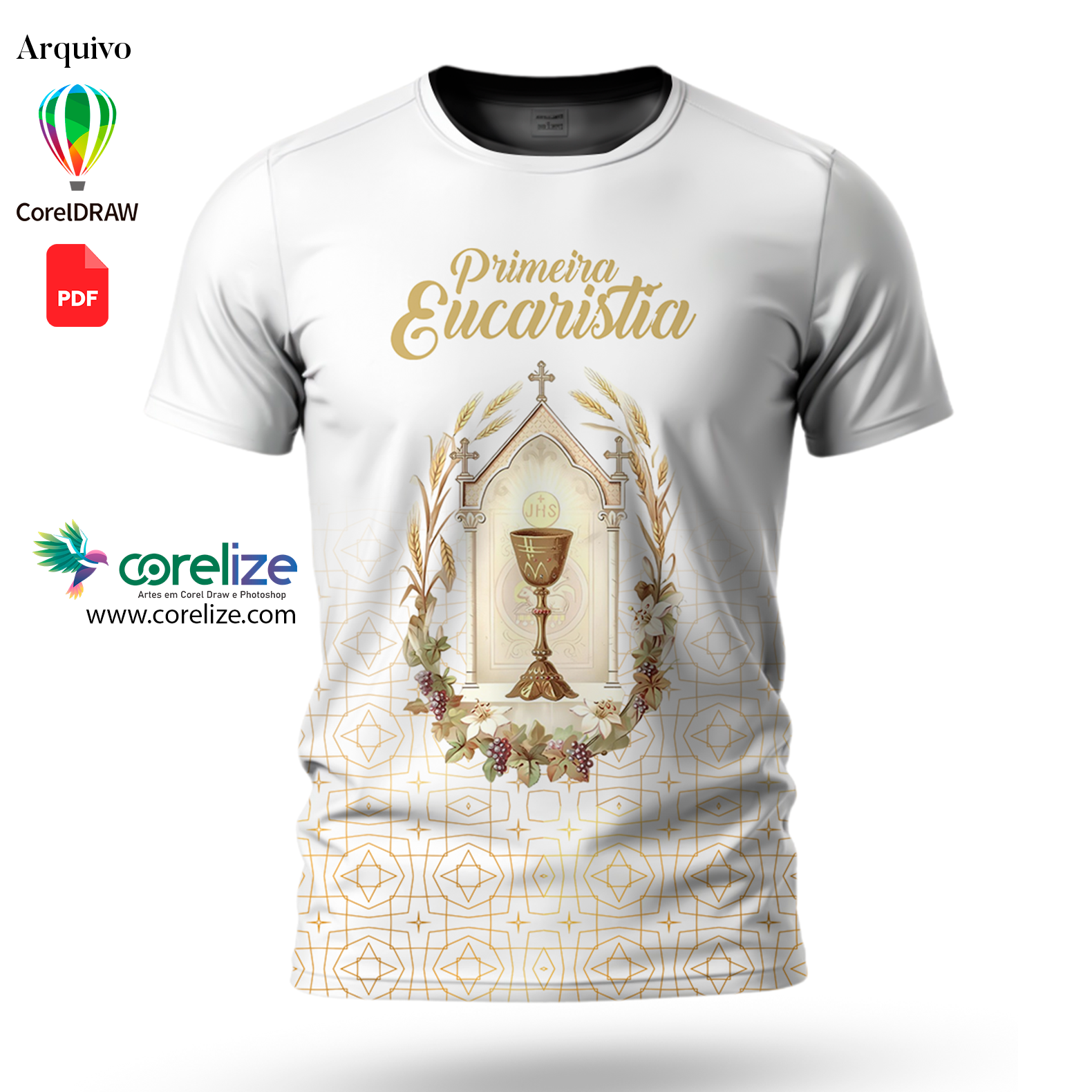 Arte: Arte Primeira Eucaristia 03 para sublimação de camiseta