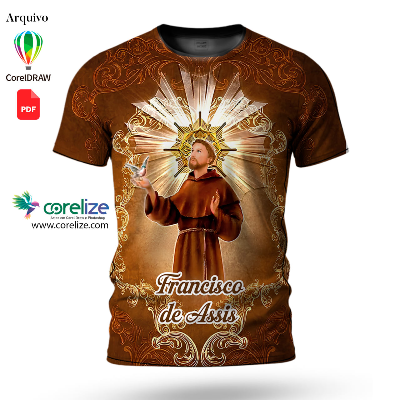 Arte: Arte São Francisco de Assis para sublimação de camiseta