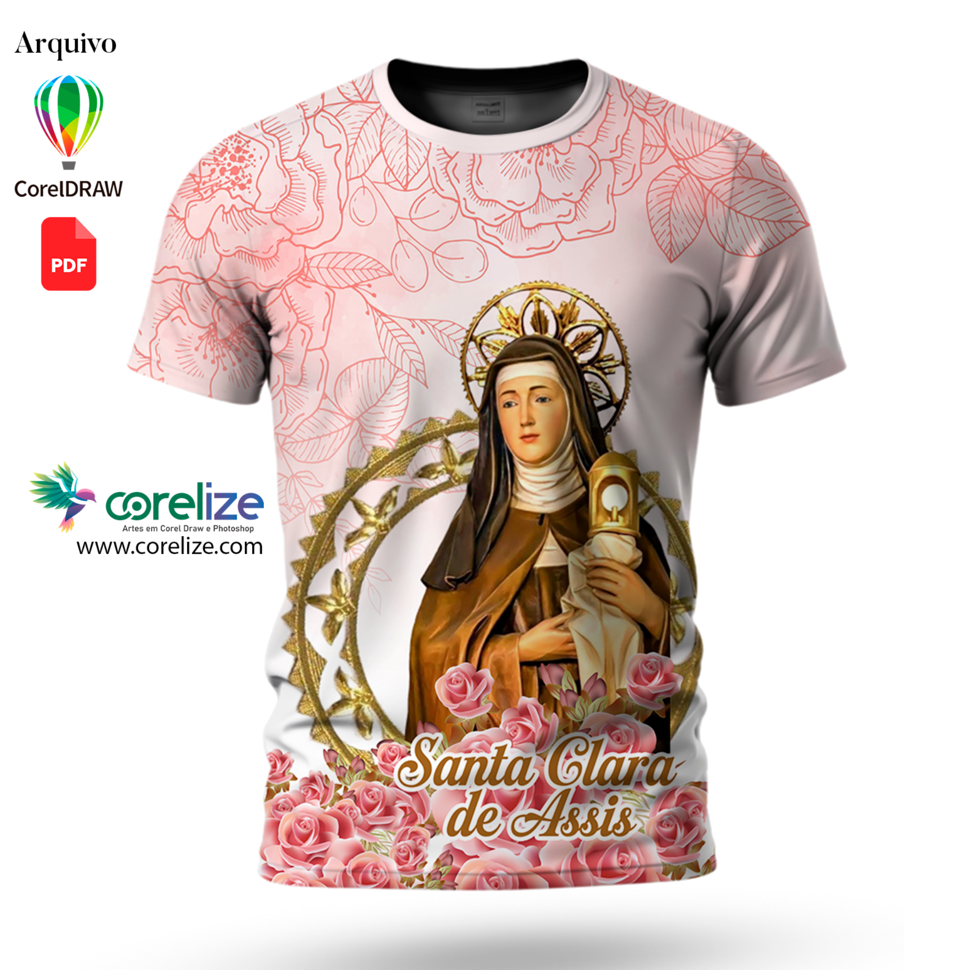 Arte: Arte Santa Clara de Assis. para sublimação de camiseta