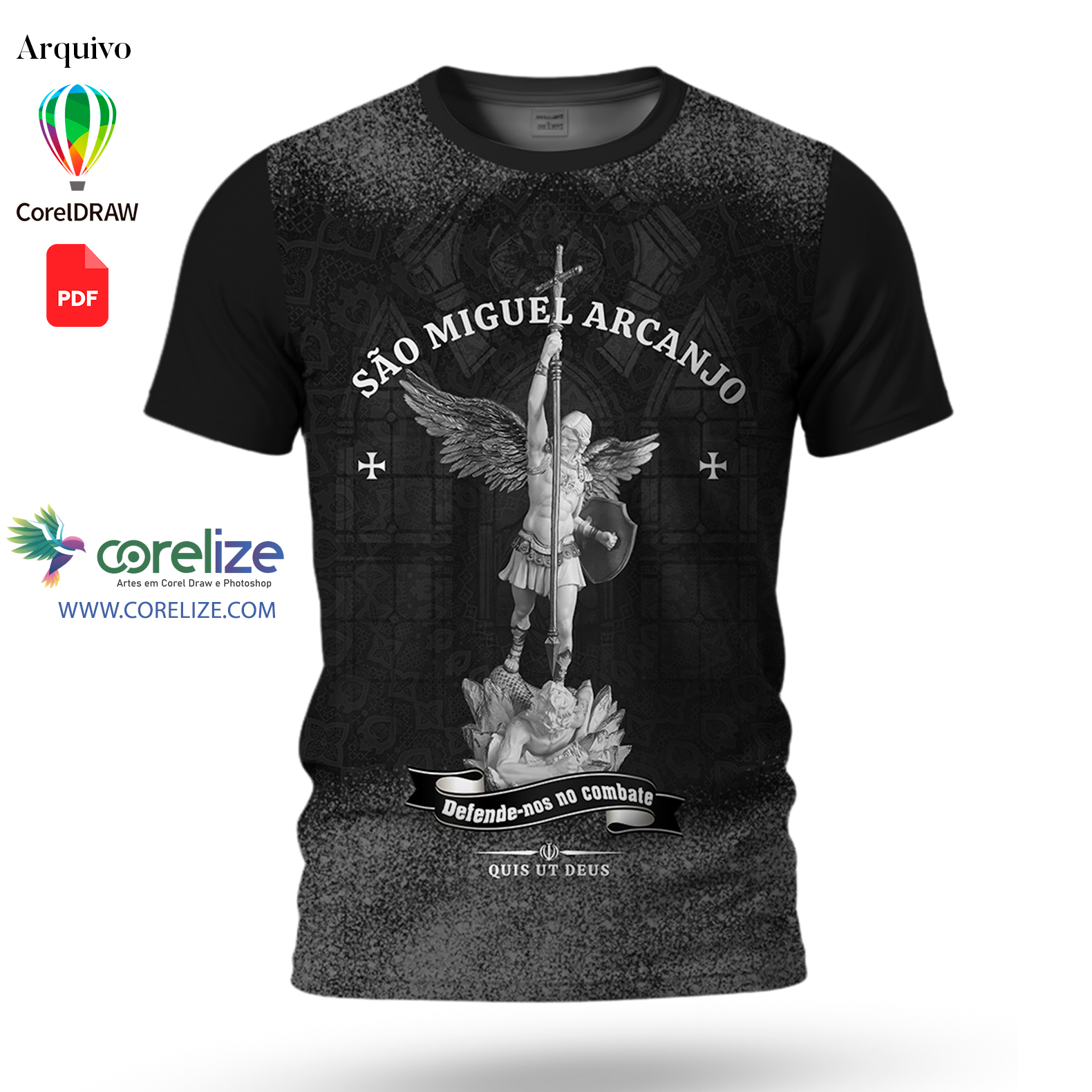 Arte: Arte São Miguel Arcanjo para sublimação de camiseta