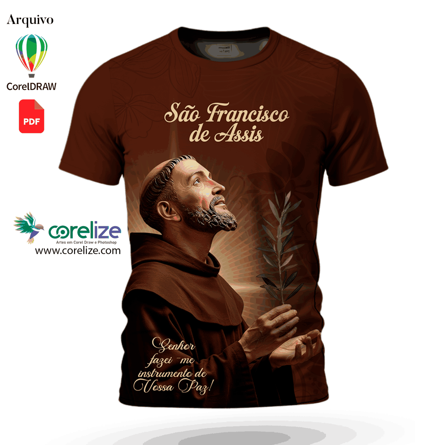 Arte: Arte São Francisco de Assis 03 para sublimação de camiseta