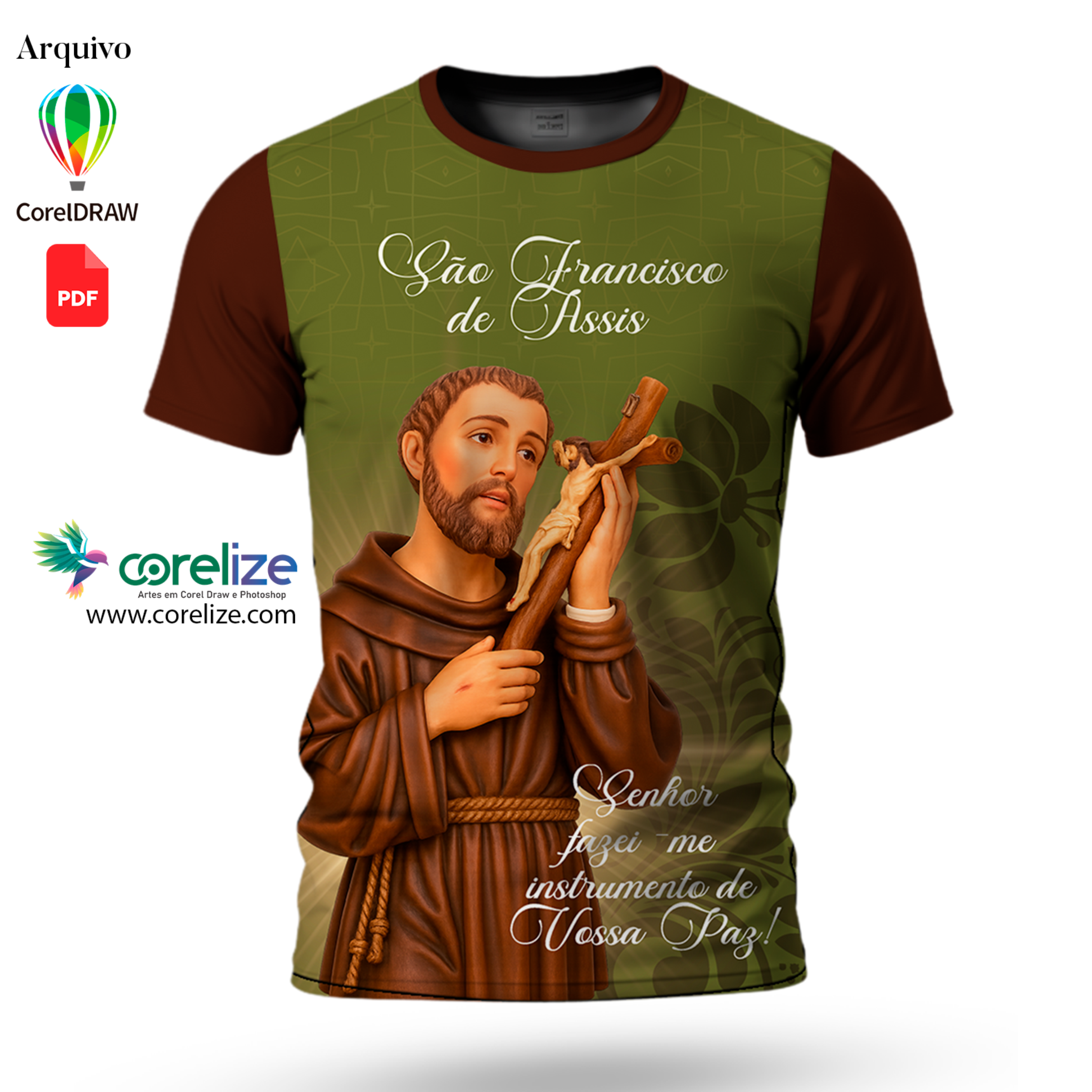 Arte: Arte São Francisco de Assis 05 para sublimação de camiseta