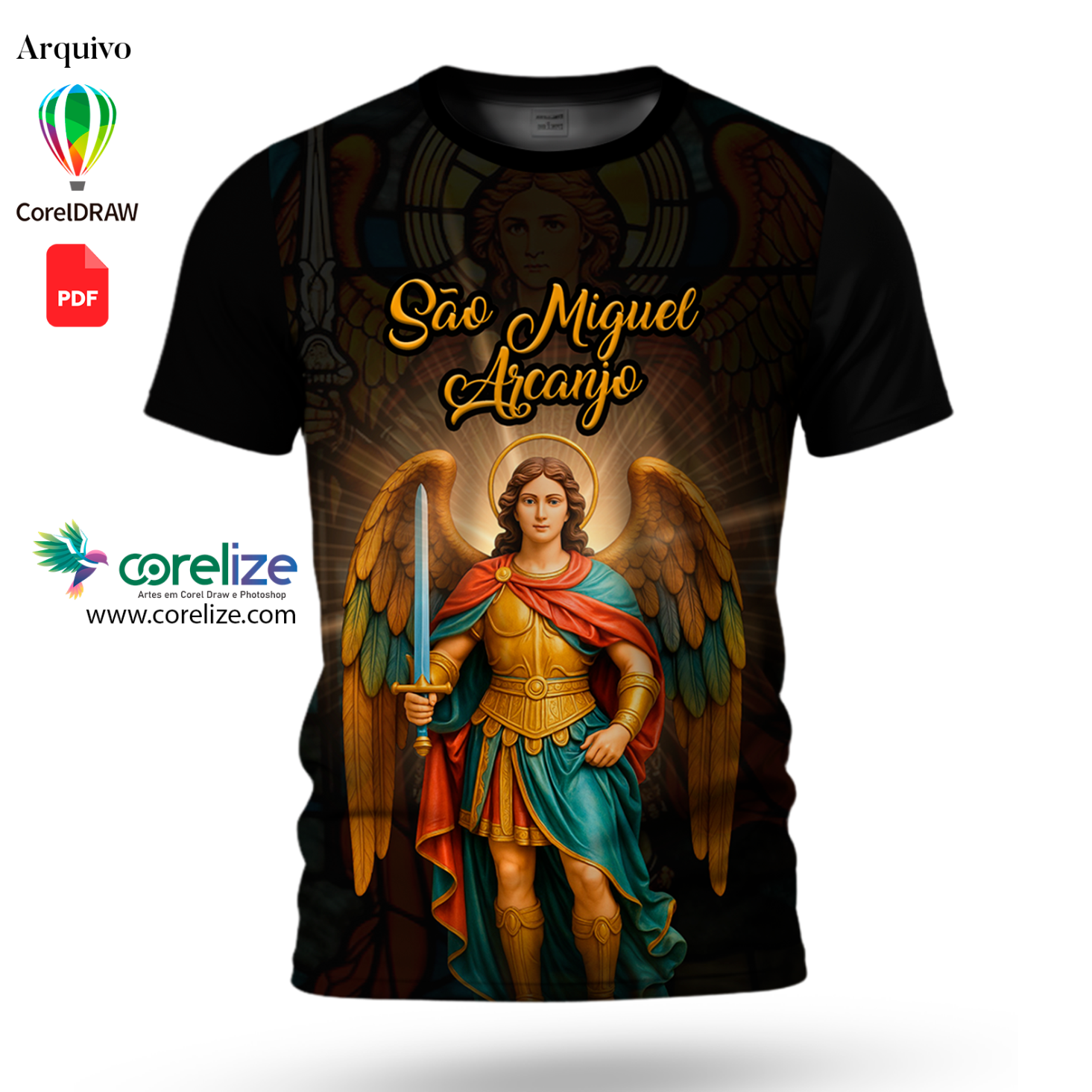 Arte: Arte São Miguel Arcanjo 02 para sublimação de camiseta