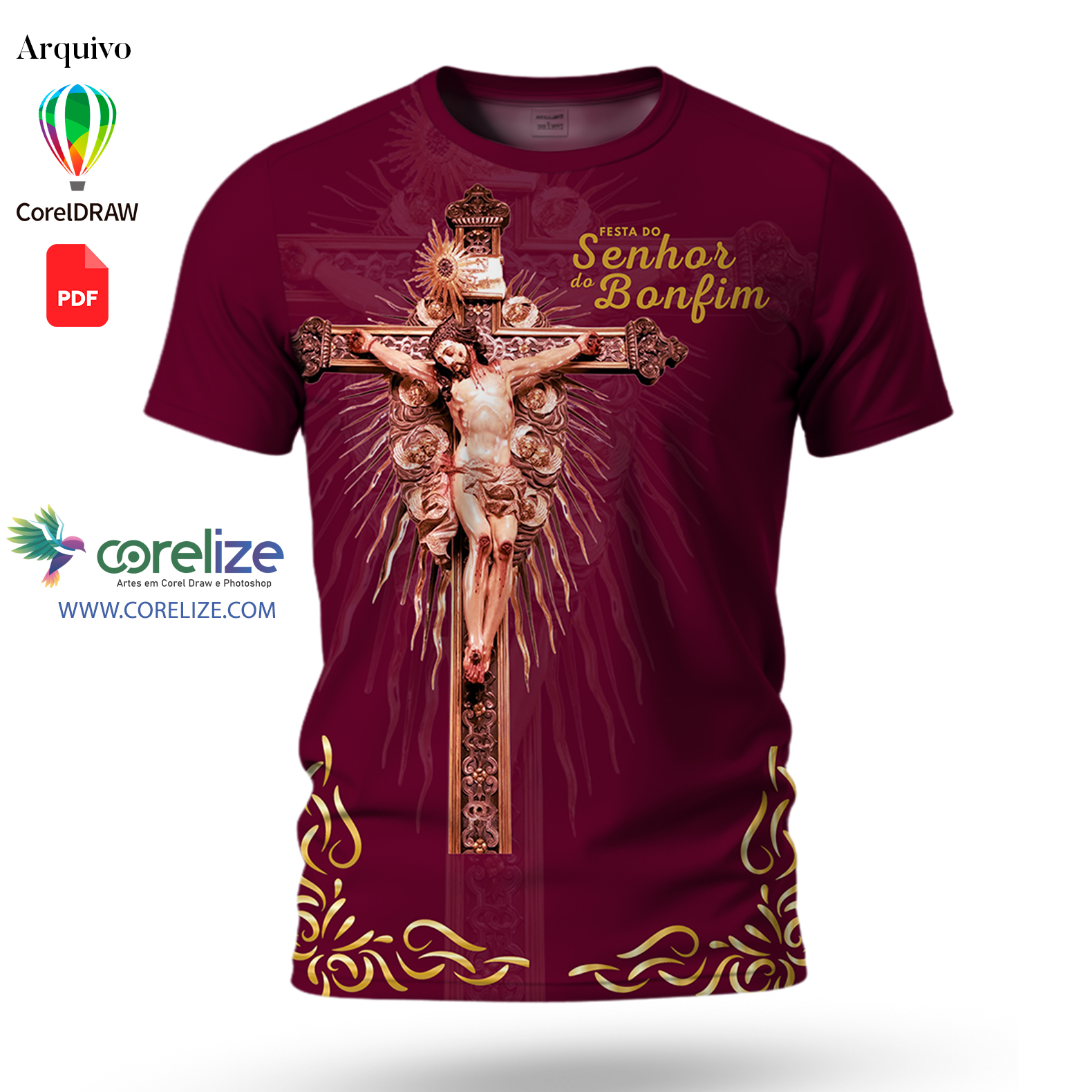 Arte: Arte Nosso Senhor do Bonfim para sublimação de camiseta