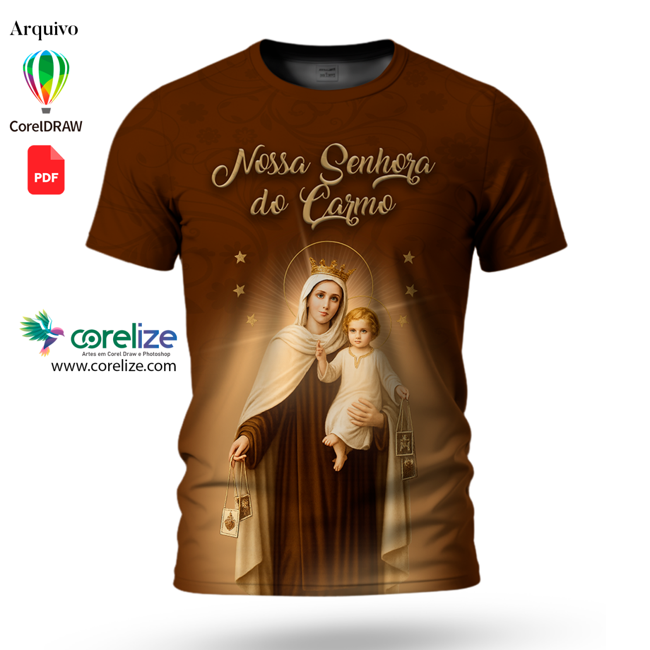 Arte: Arte Nossa Senhora do Carmo para sublimação de camiseta