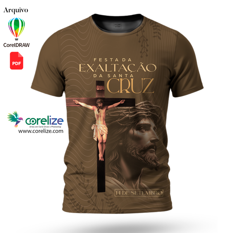 Arte: Arte Festa de Exaltação da Santa Cruz para sublimação de camiseta