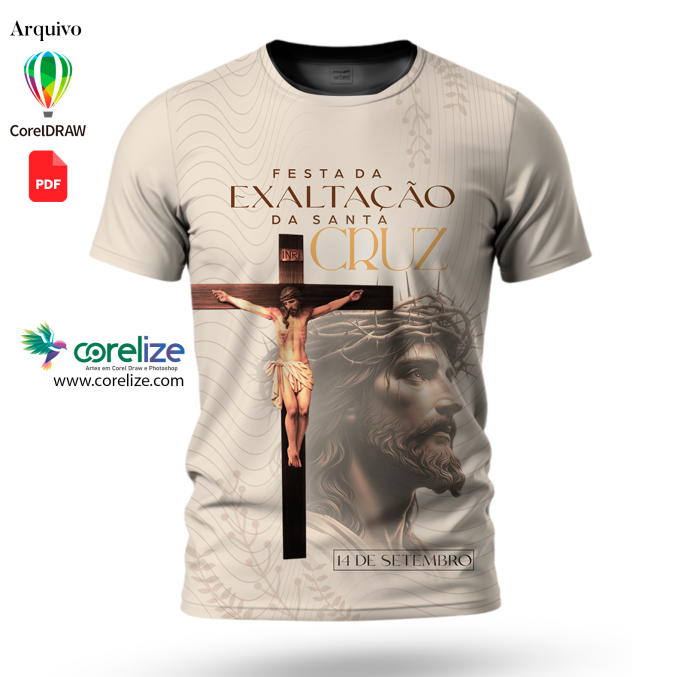 Arte: Arte Festa de Exaltação da Santa Cruz para sublimação de camiseta