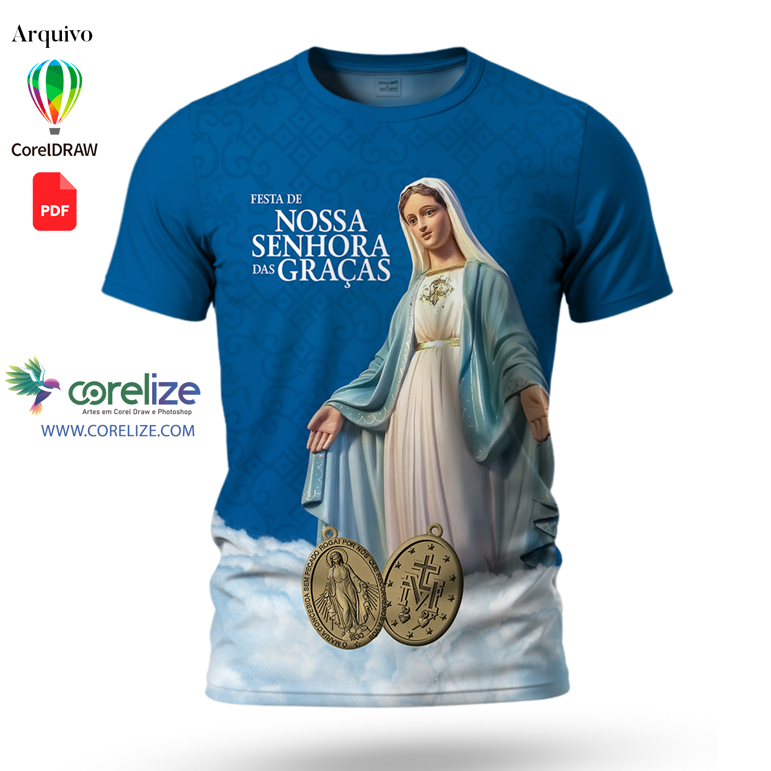 Arte: Arte Nossa Senhora das Graças 02 para sublimação de camiseta