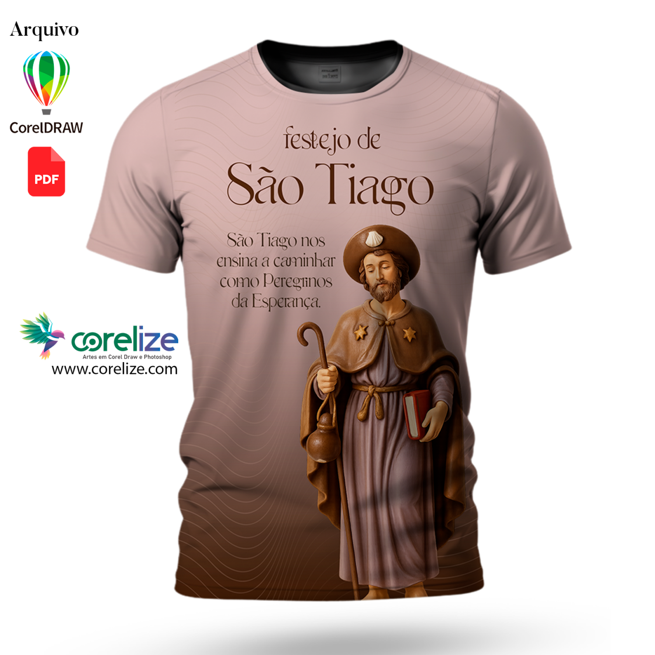 Arte: Arte São Tiago para sublimação de camiseta