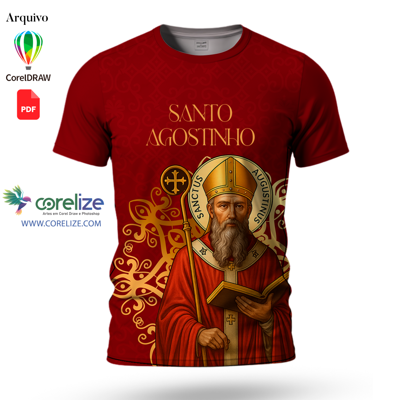 Arte: Arte Santo Agostinho para sublimação de camiseta