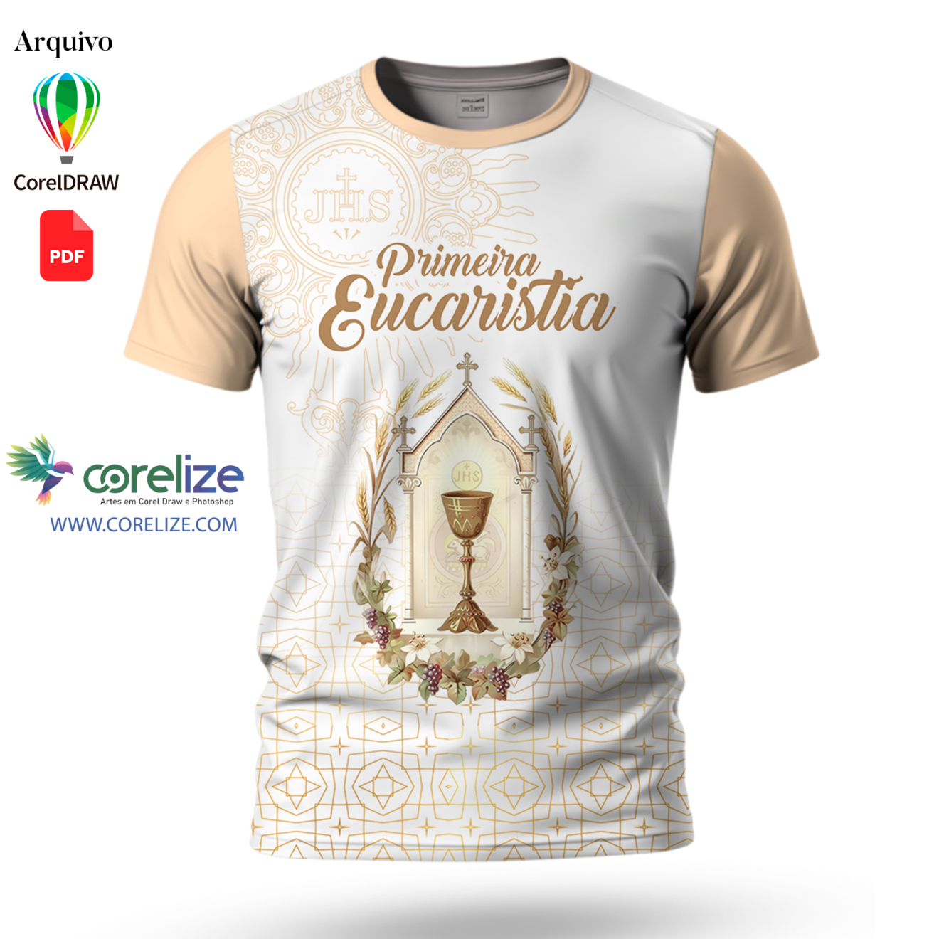 Arte: Arte Primeira Eucaristia 07 para sublimação de camiseta