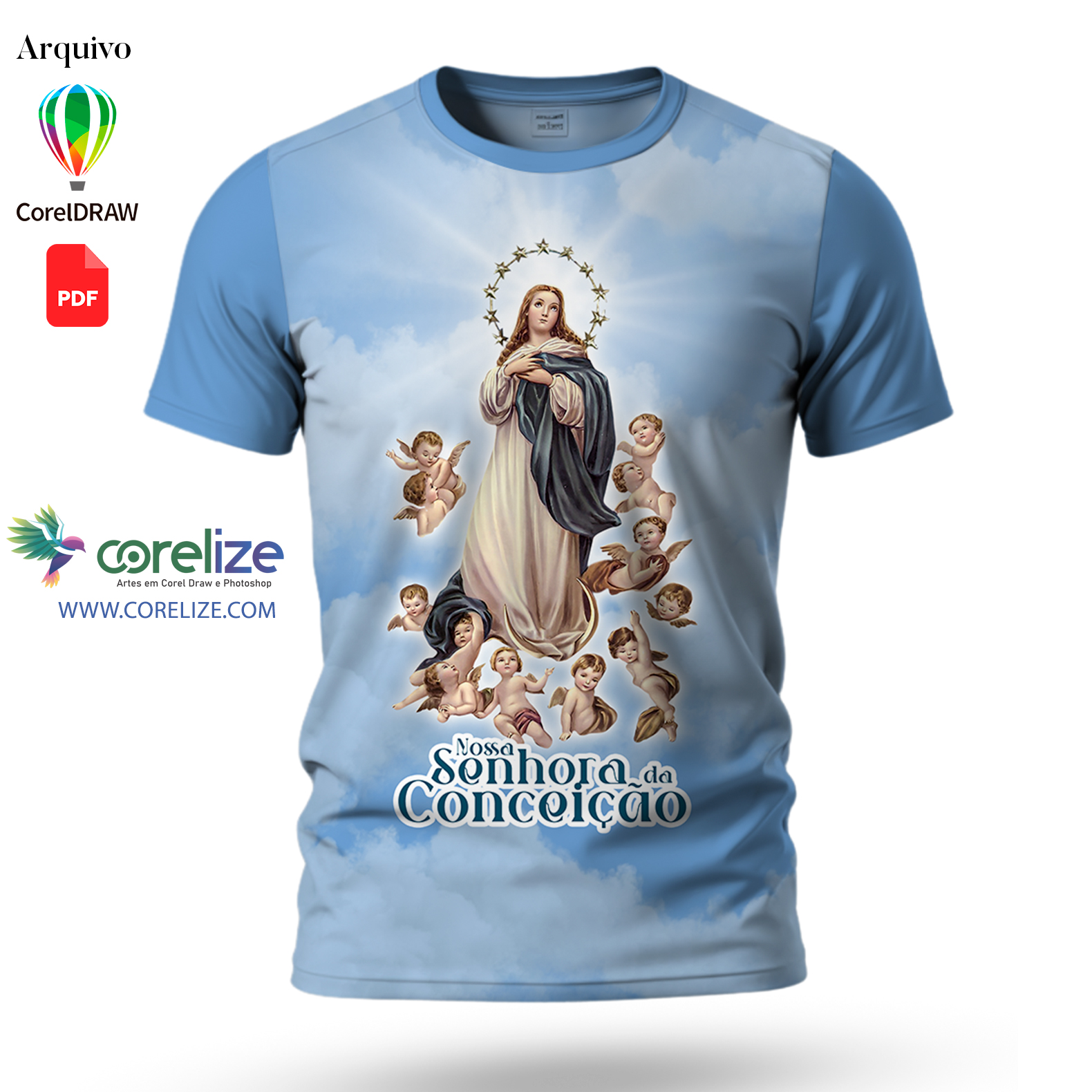 Arte: Arte Nossa Senhora da Conceição para sublimação de camiseta