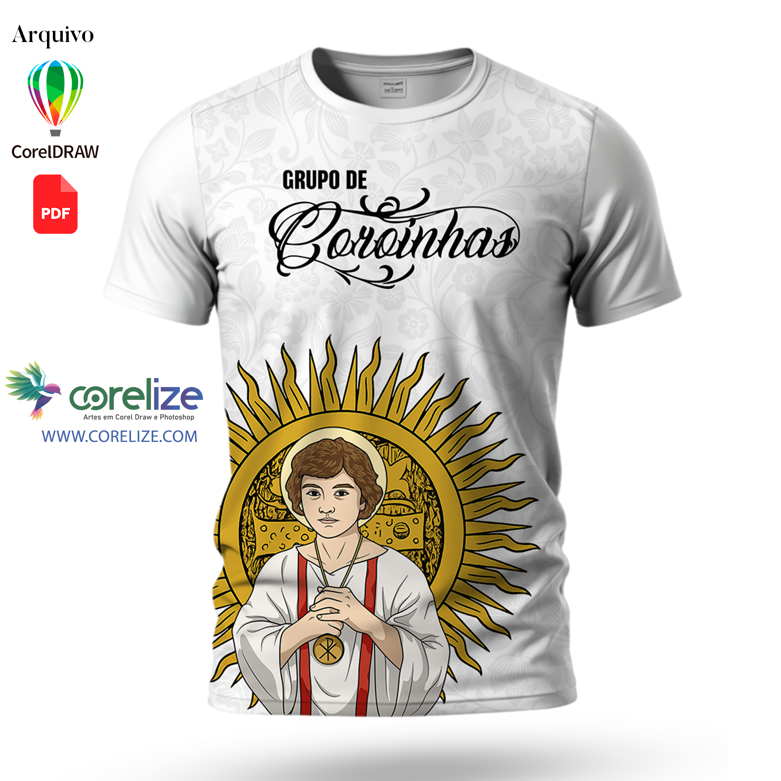 Arte: Arte São Tarcísio (grupo de coroinhas) para sublimação de camiseta