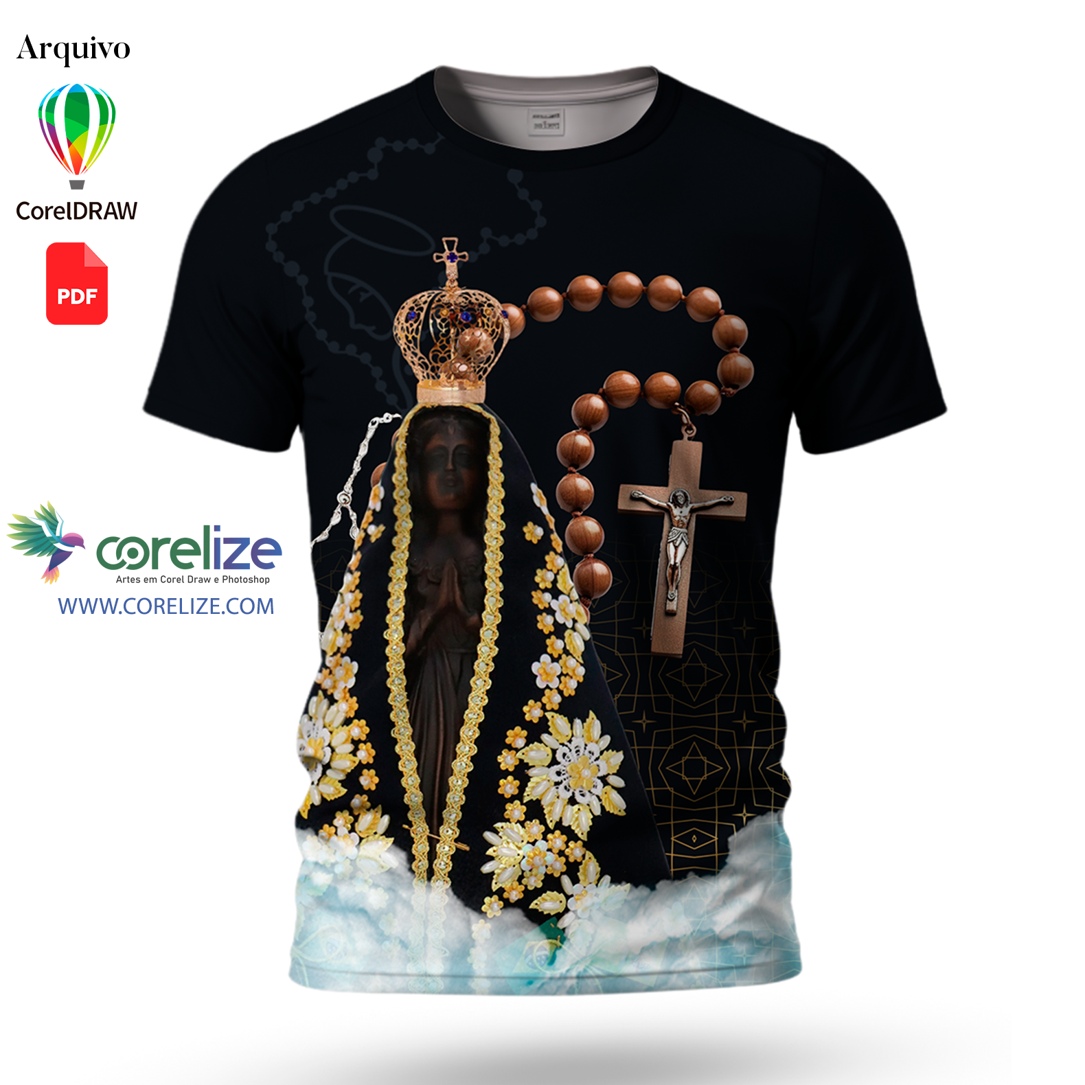 Arte: Arte Nossa Senhora Aparecida 02 para sublimação de camiseta