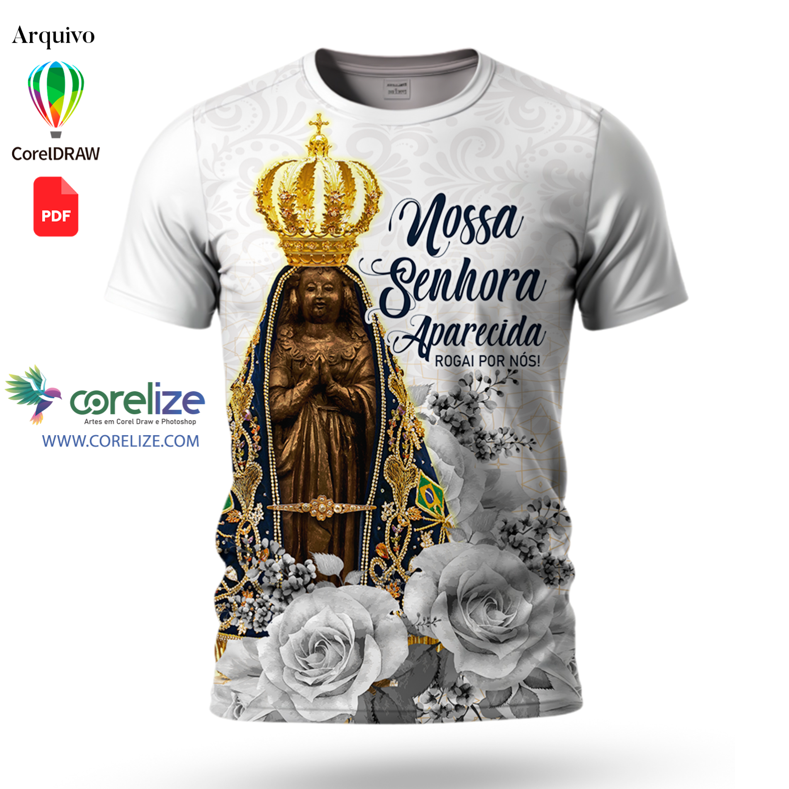 Arte: Arte Nossa Senhora Aparecida 3 para sublimação de camiseta