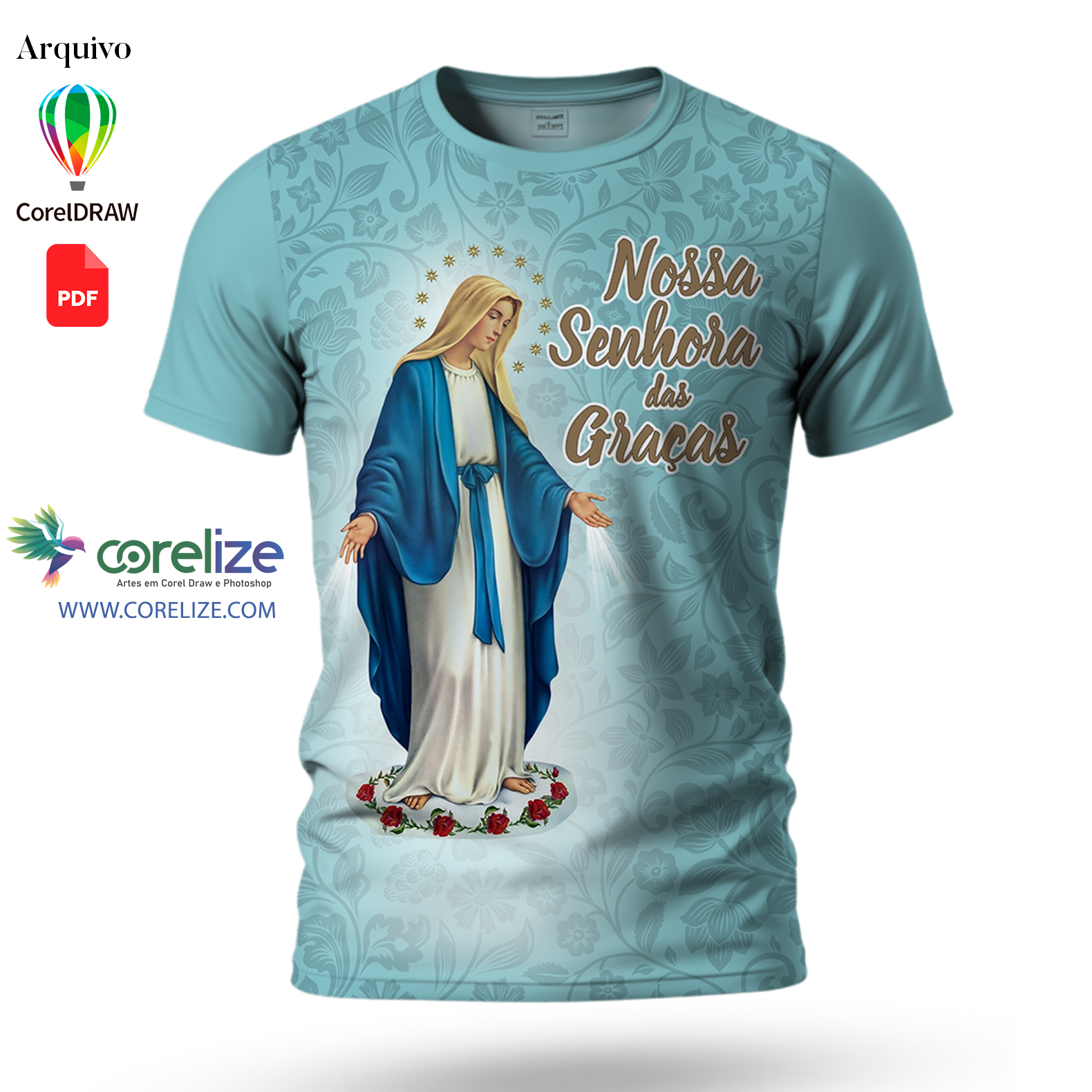 Arte: Arte Nossa Senhora das Graças 03 para sublimação de camiseta