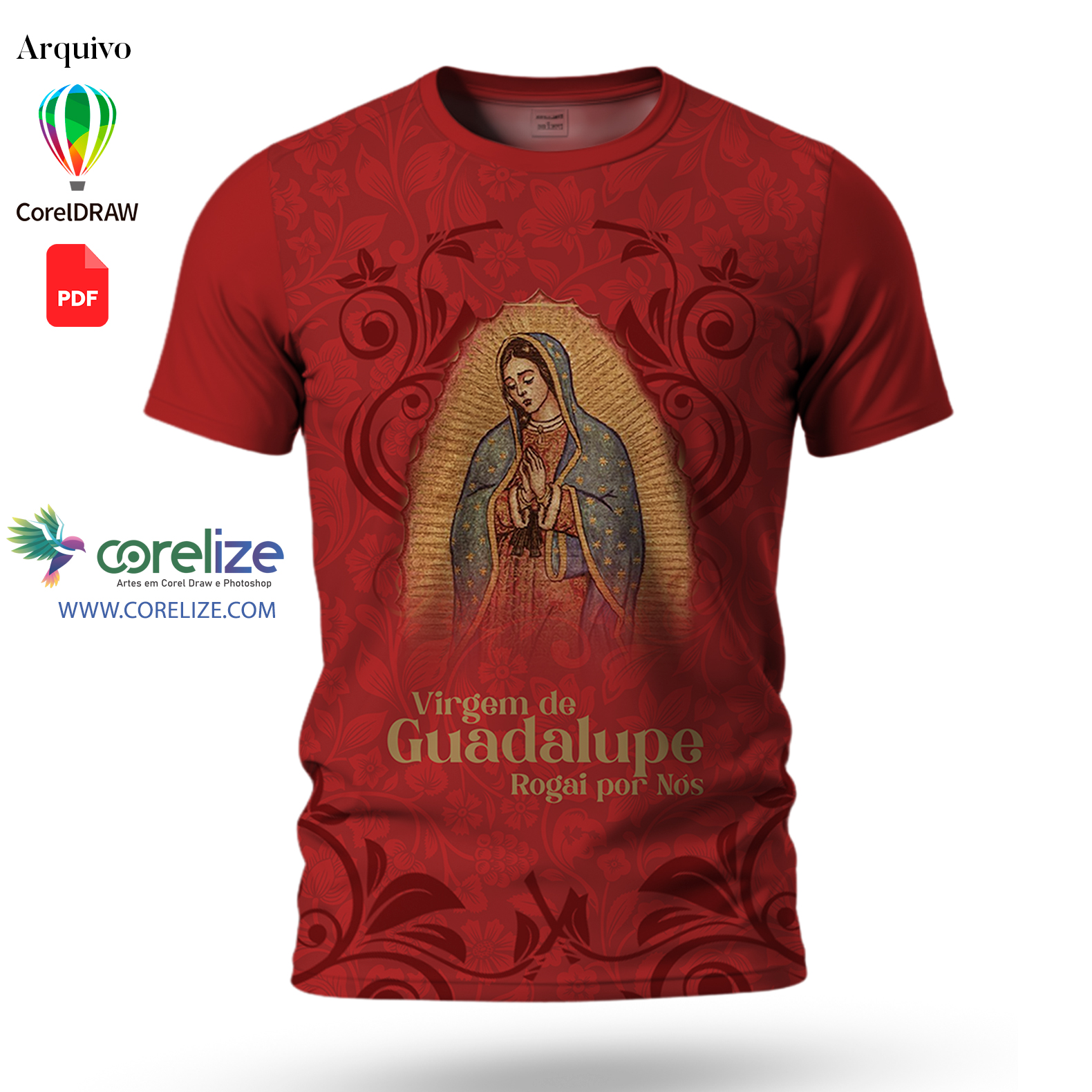 Arte: Arte Nossa Senhora Guadalupe para sublimação de camiseta