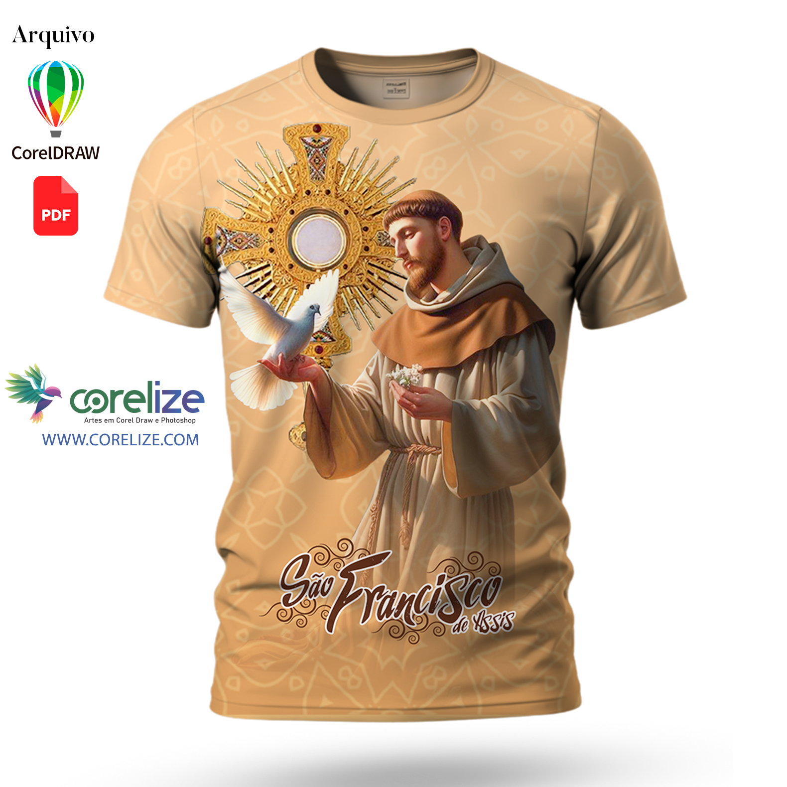 Arte: Arte São Francisco de Assis 02 para sublimação de camiseta
