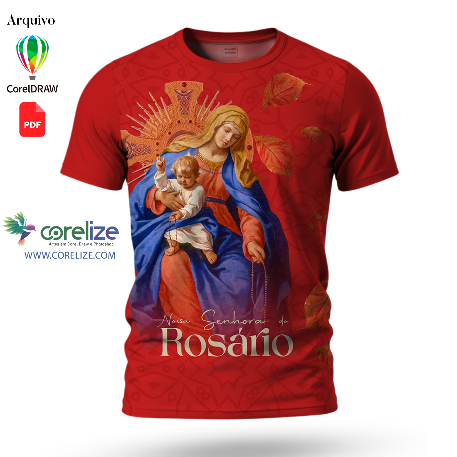 Arte: Arte Nossa Senhora do Rosário para sublimação de camiseta