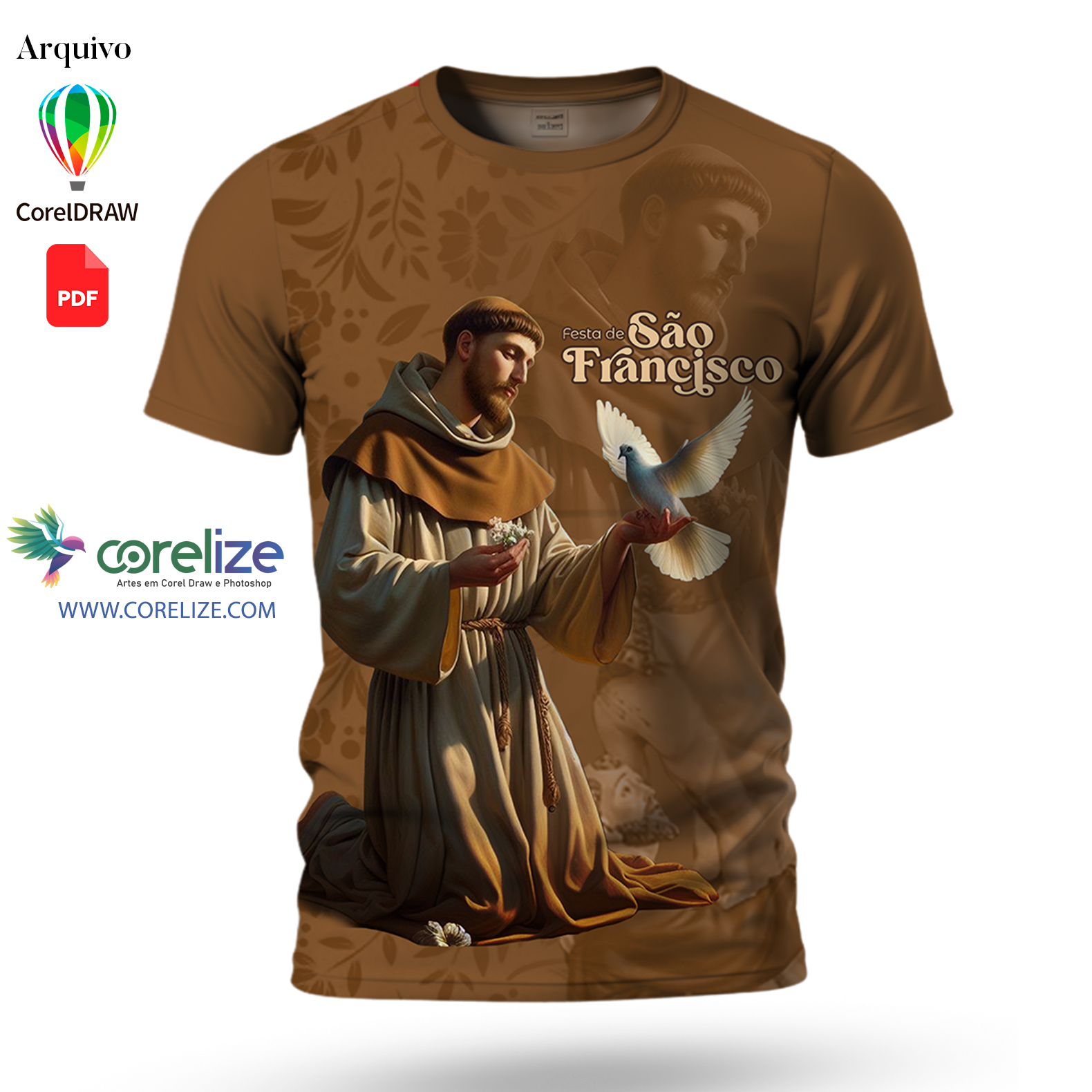 Arte: Arte São Francisco de Assis 03 para sublimação de camiseta