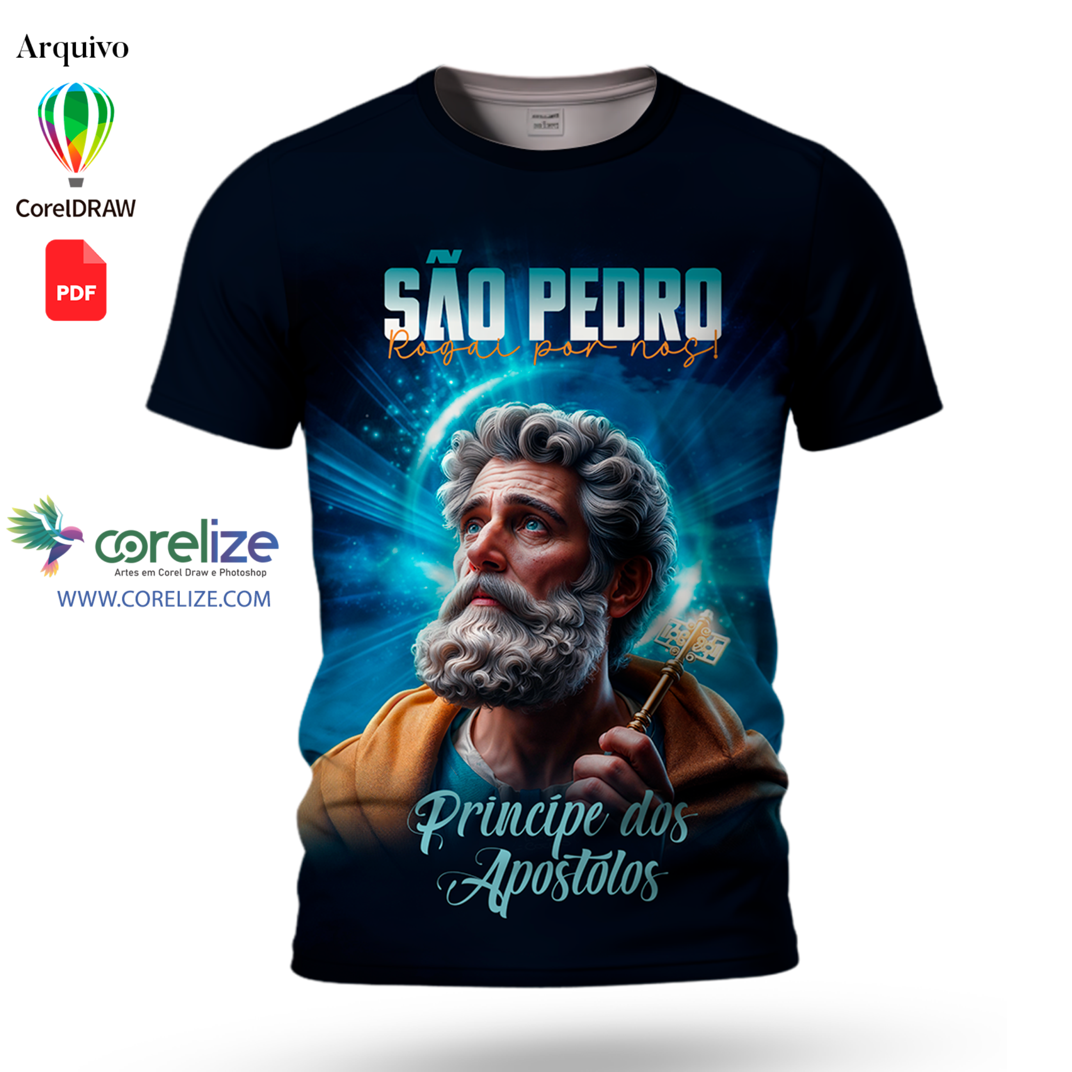 Arte: Arte São Pedro 03  para sublimação de camiseta