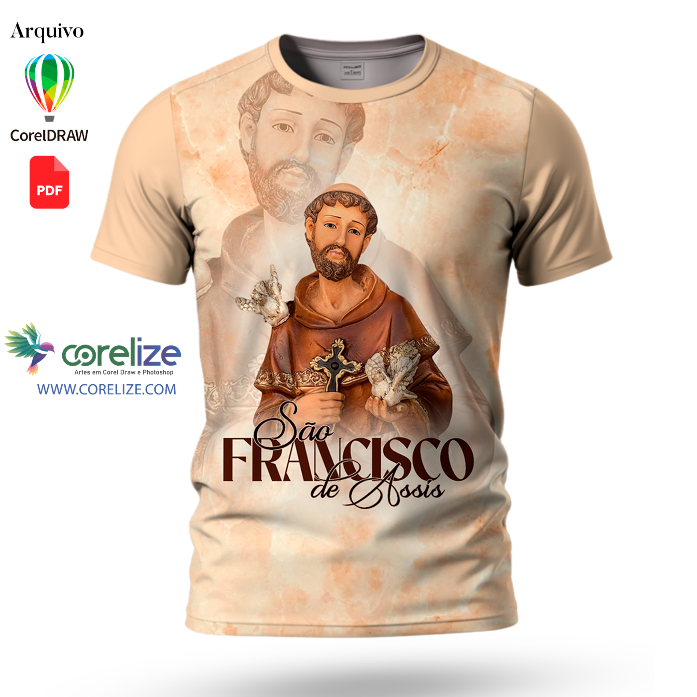 Arte: Arte São Francisco de Assis 04 para sublimação de camiseta