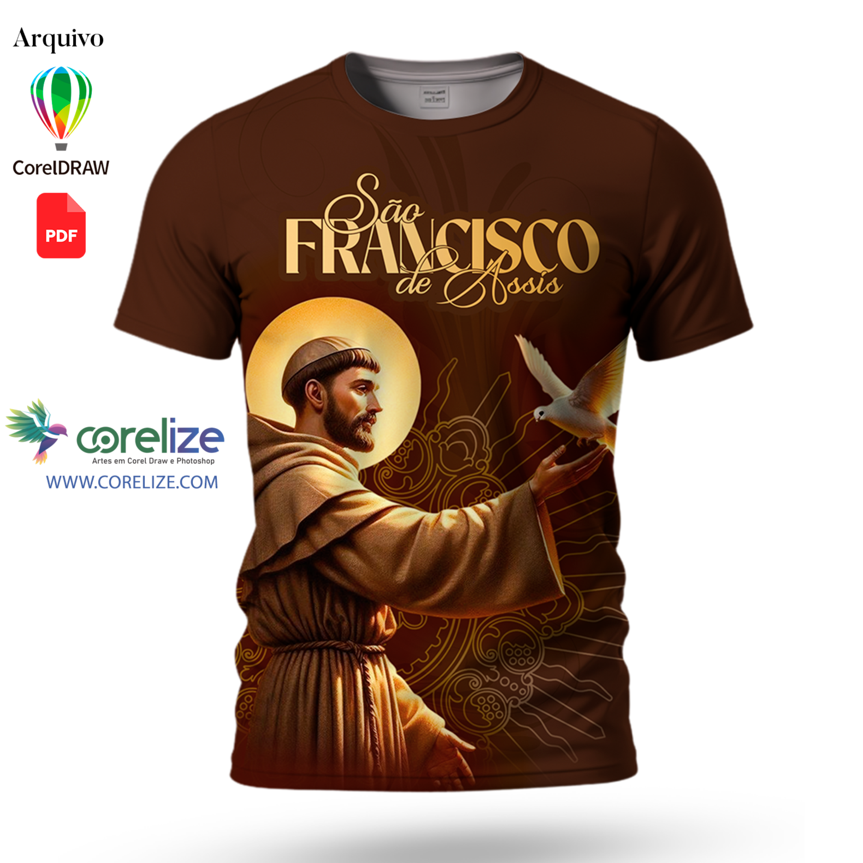 Arte: Arte São Francisco de Assis 05 para sublimação de camiseta