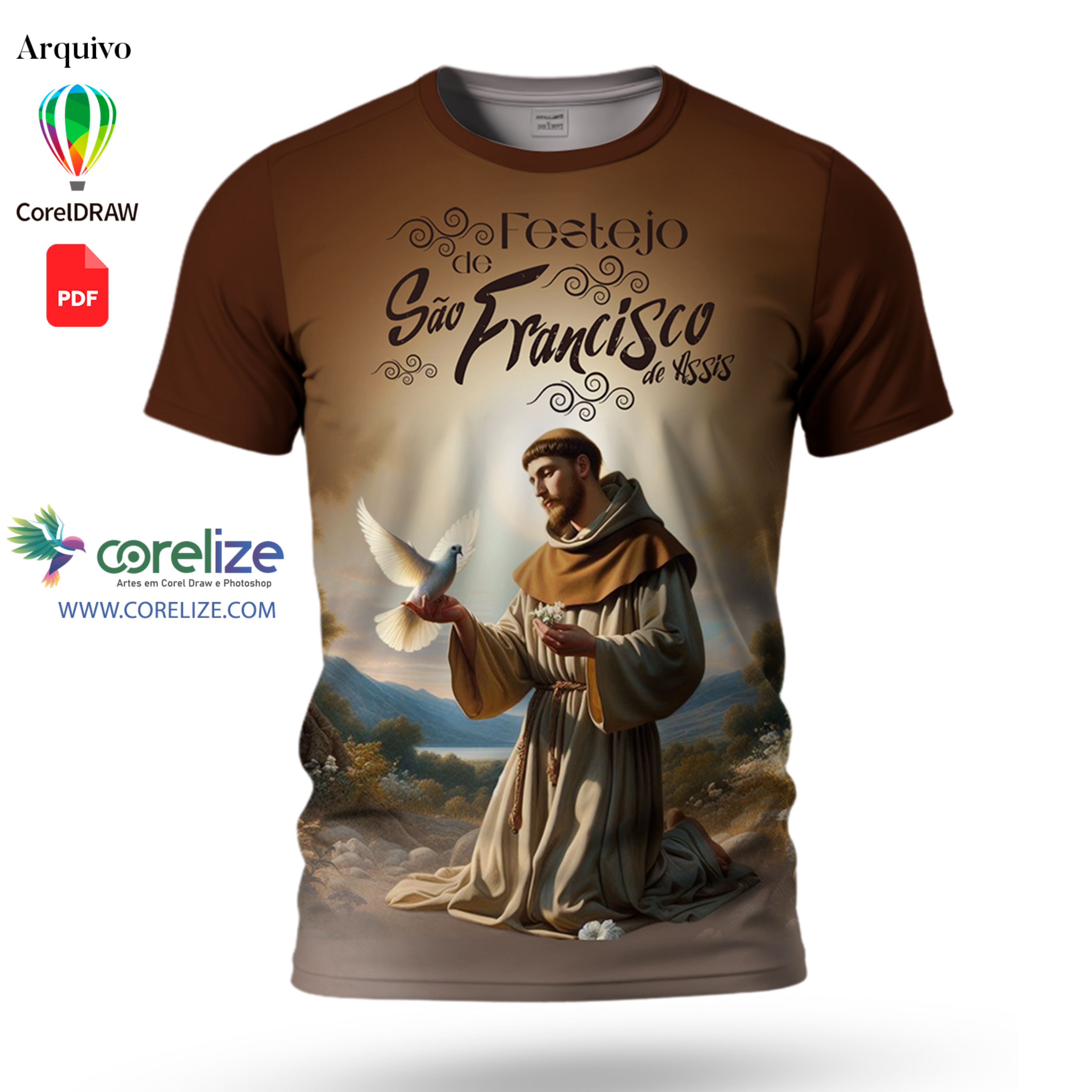 Arte: Arte São Francisco de Assis 06 para sublimação de camiseta