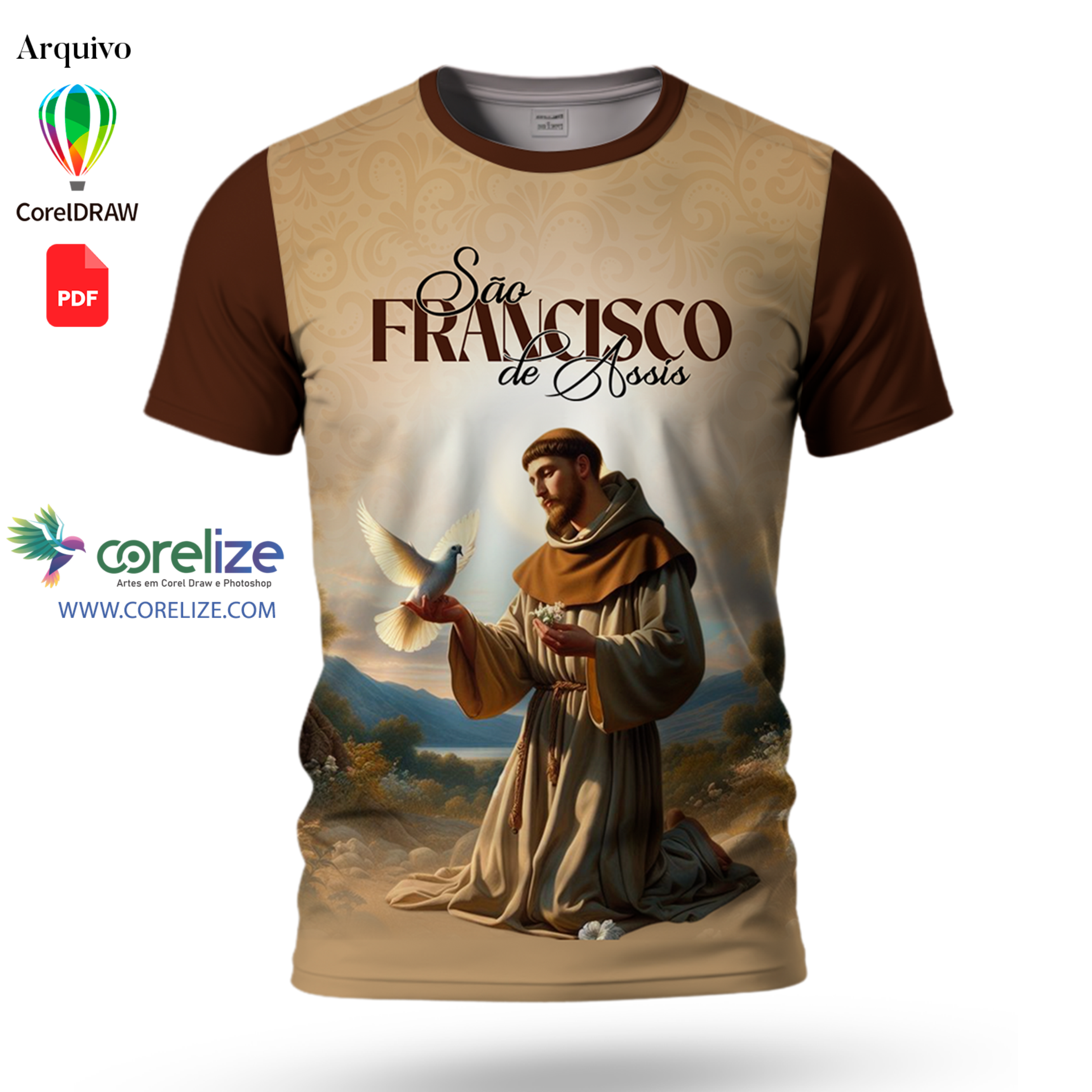 Arte: Arte São Francisco de Assis 07 para sublimação de camiseta