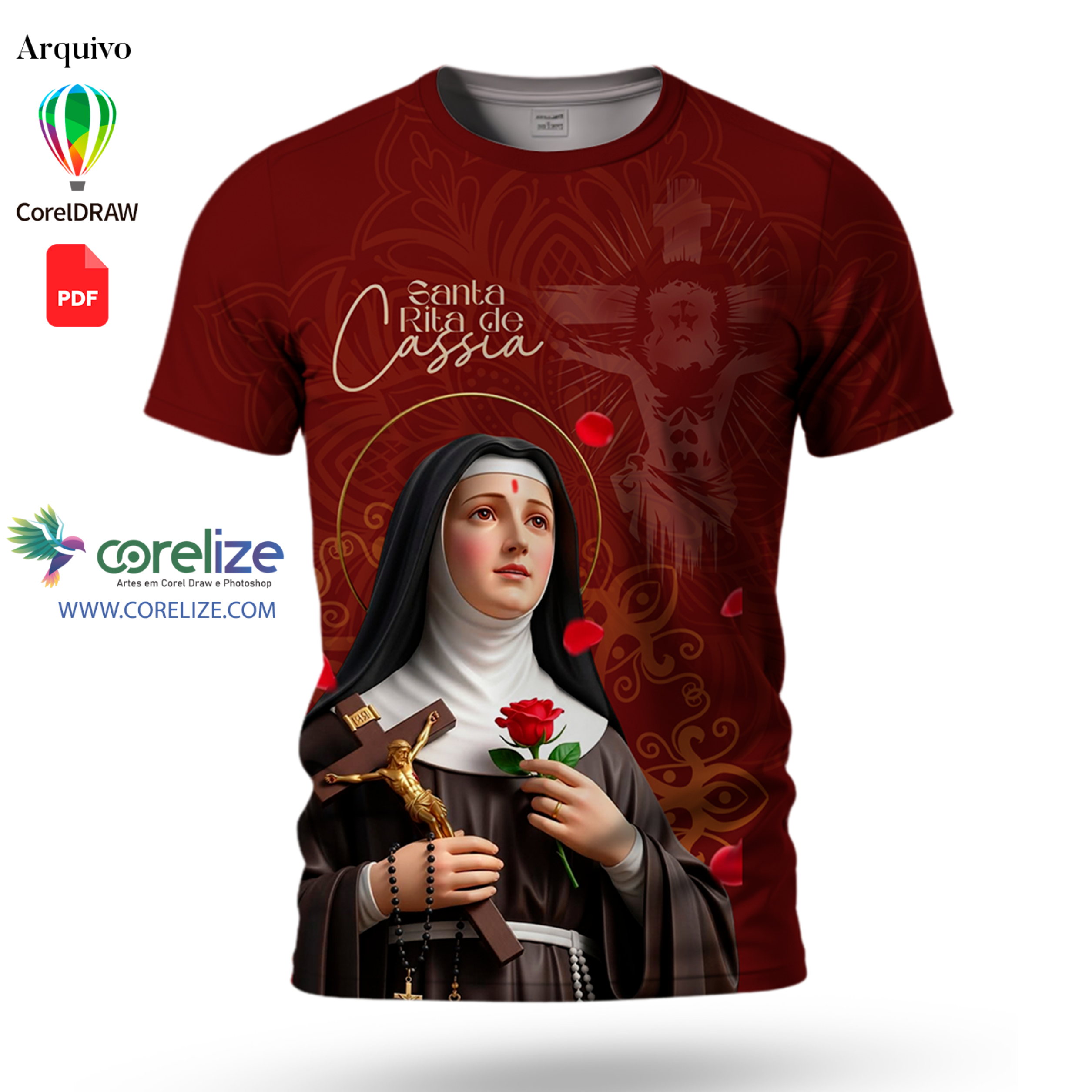 Arte 02 Santa Rita de Cassia para sublimação de camiseta