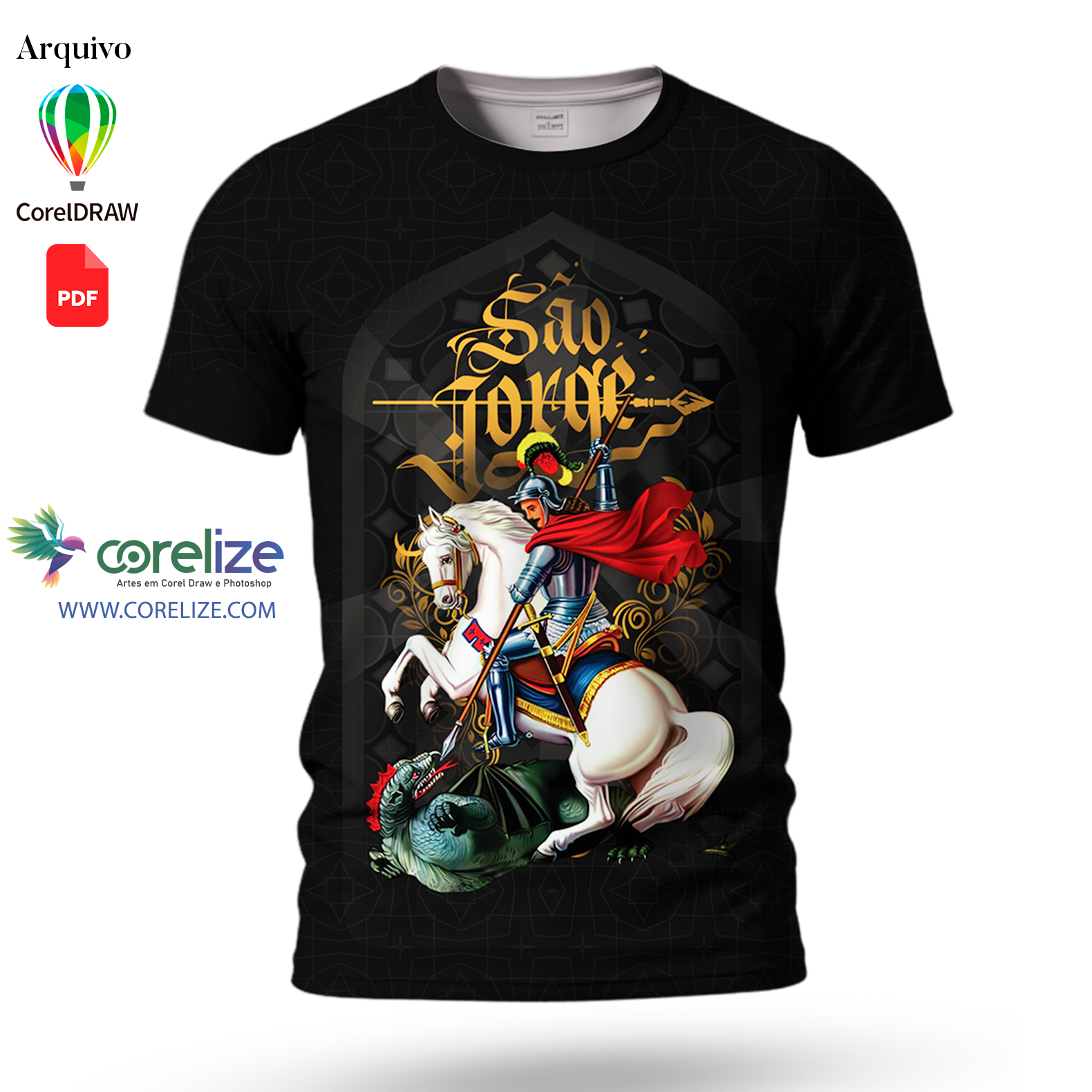 Arte 02 São Jorge para sublimação de camiseta
