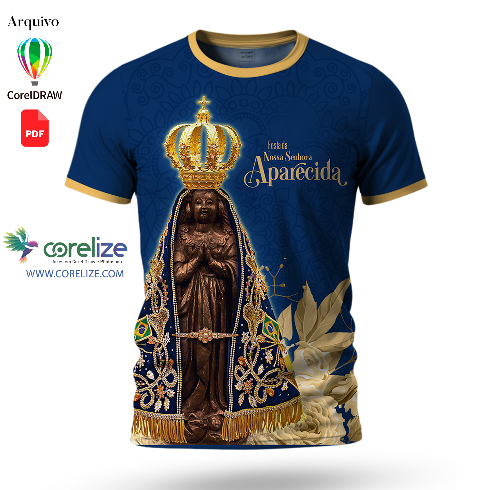 Arte Nossa Senhora Aparecida 06 para sublimação de camiseta