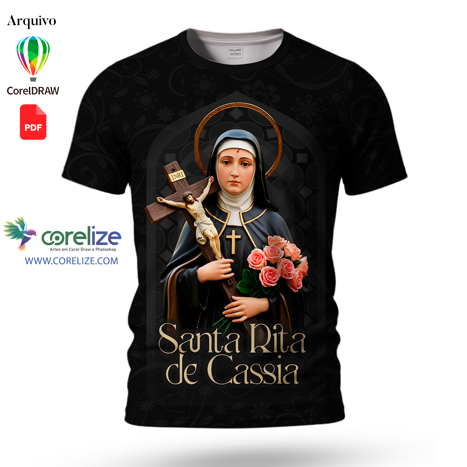 Arte 03 Santa Rita de Cassia para sublimação de camiseta