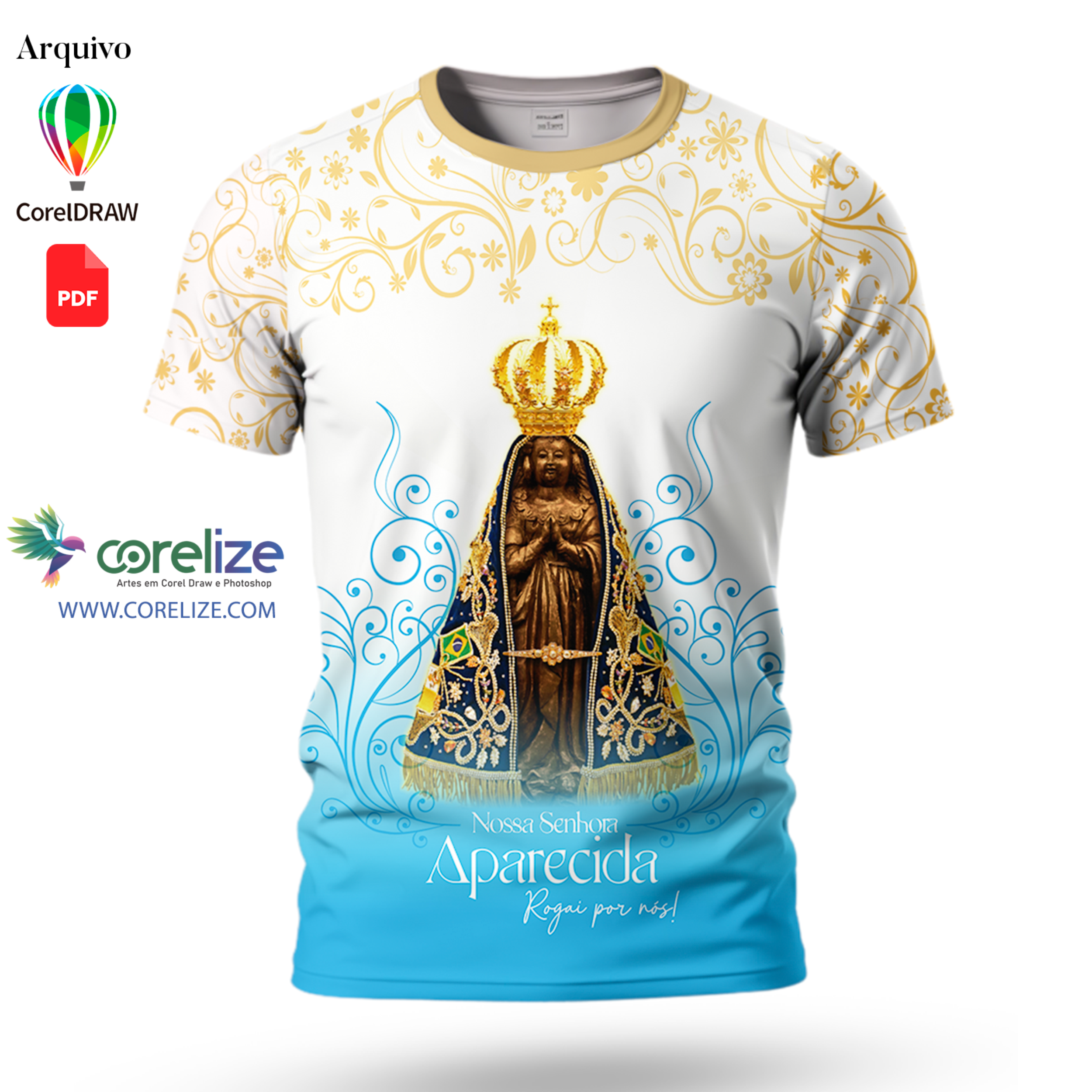 Arte Nossa Senhora Aparecida 07 para sublimação de camiseta